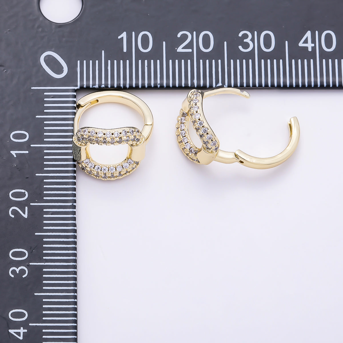 16K Gold Filled 15mm Micro Paved CZ Open Square Huggie Hoop | Earrings-00684
