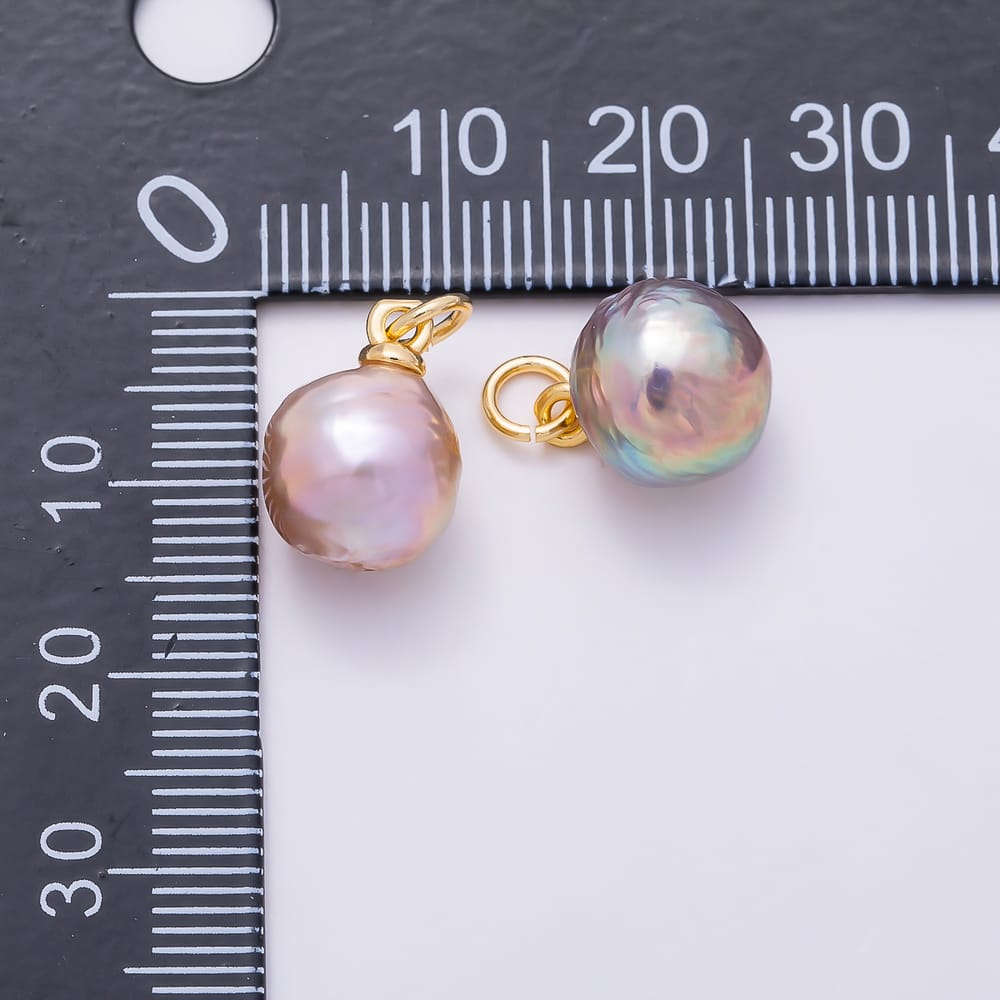 18K Gold Filled 13mm Purple Baroque Natural Freshwater Pearl Mini Charm | Charms-02226