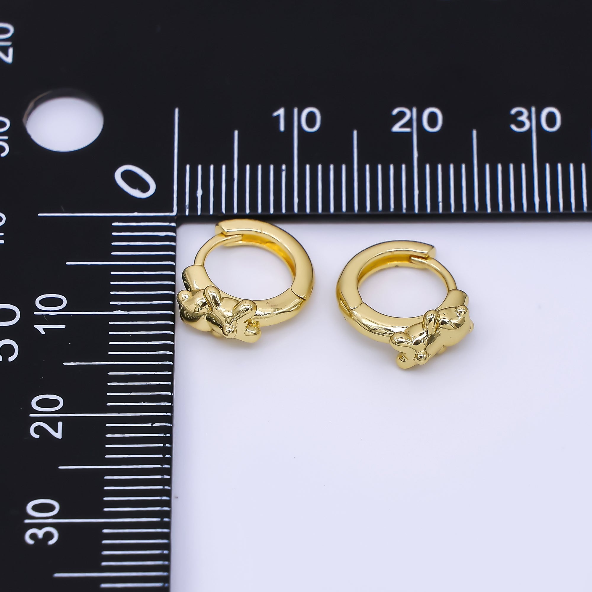 24K Gold Filled Tiny Teddy Bear Animal Lever back Huggie Hoops Earrings | AJ-060