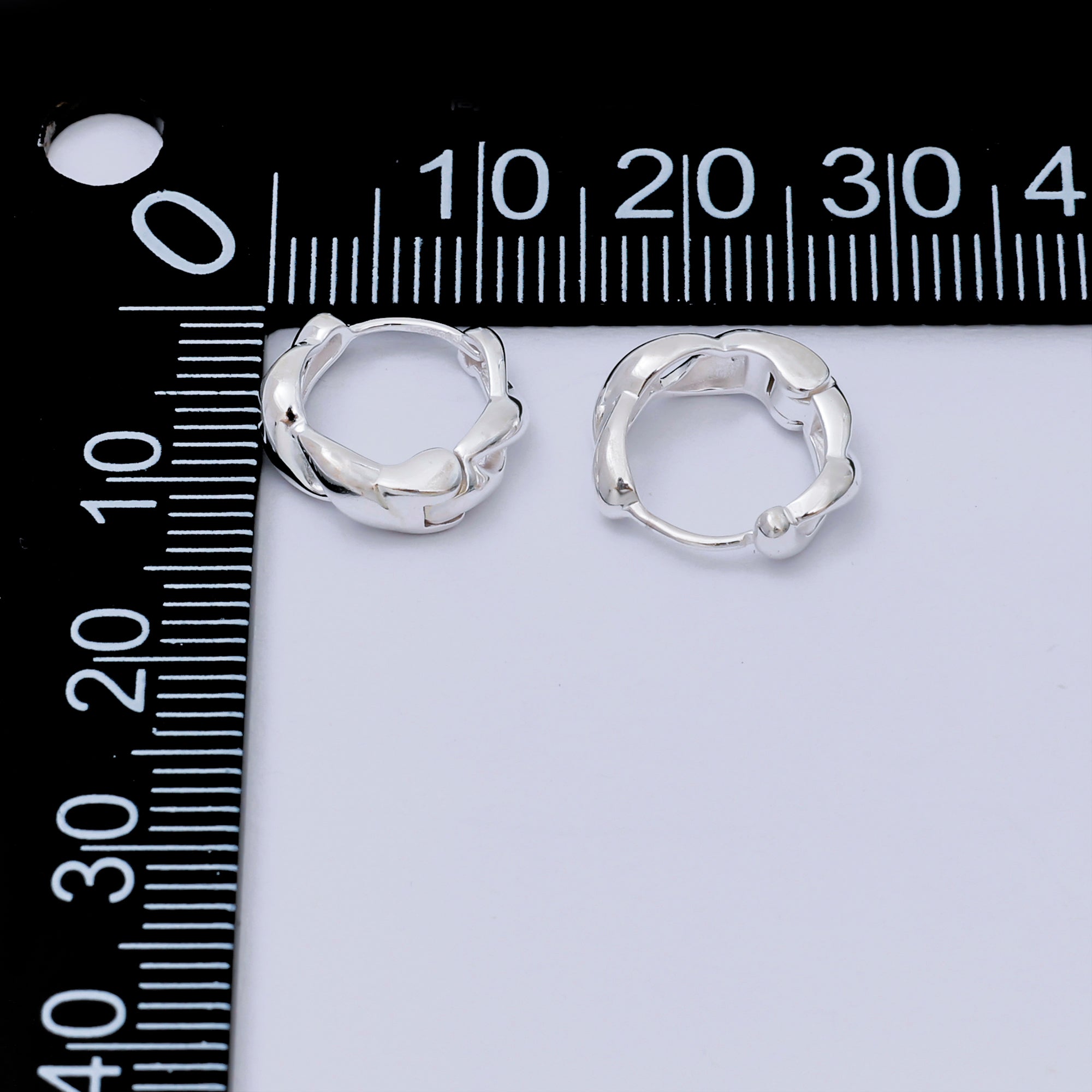 S925 Sterling Silver Twist Link Croissant Hinged Hoop Earrings | SL-661