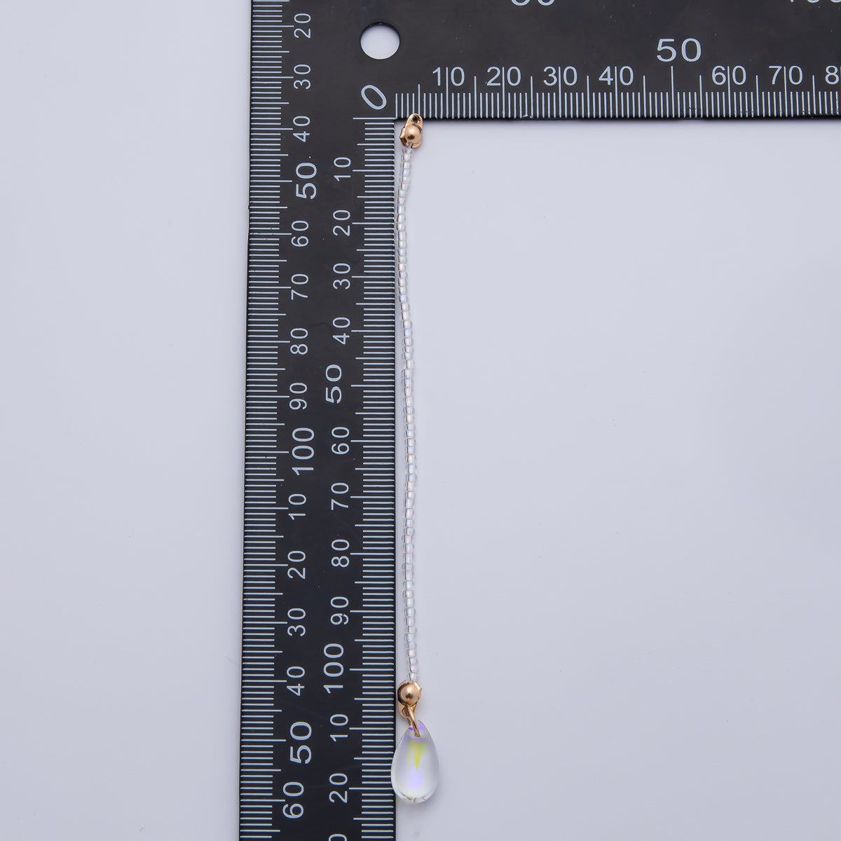 18K Gold Filled 123mm White, Black, Clear, Peach Iridescent AB Gemstone Drop Crimp Finding | Z1397 ~ Z1400