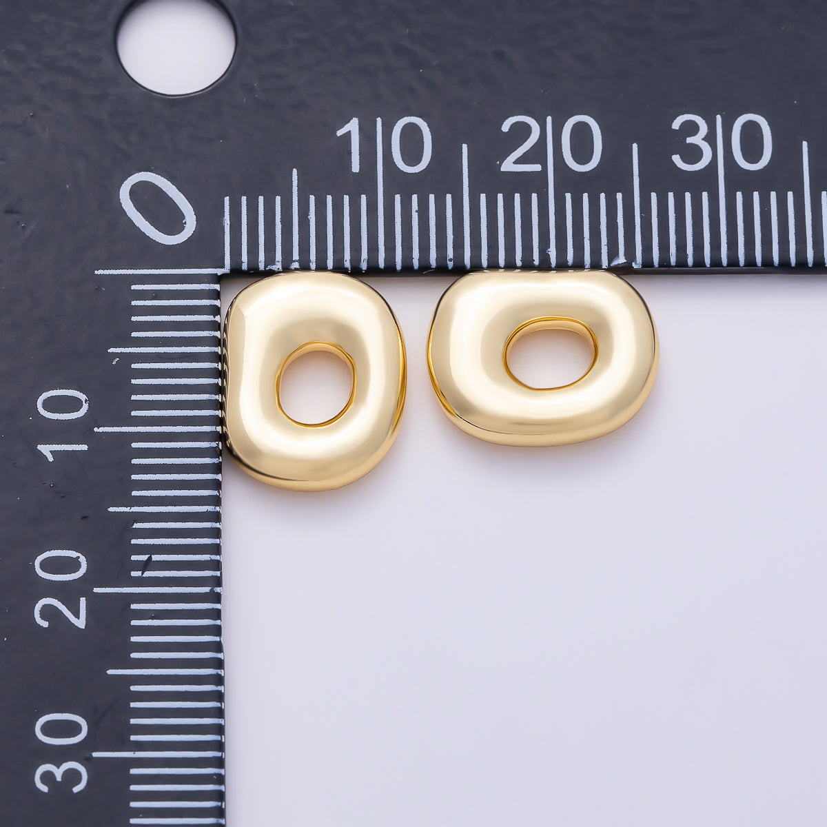 16K Gold Filled 13mm Puffy Organic Oval Pebble Spacer Bead | Beads-00565 - Beads-00566
