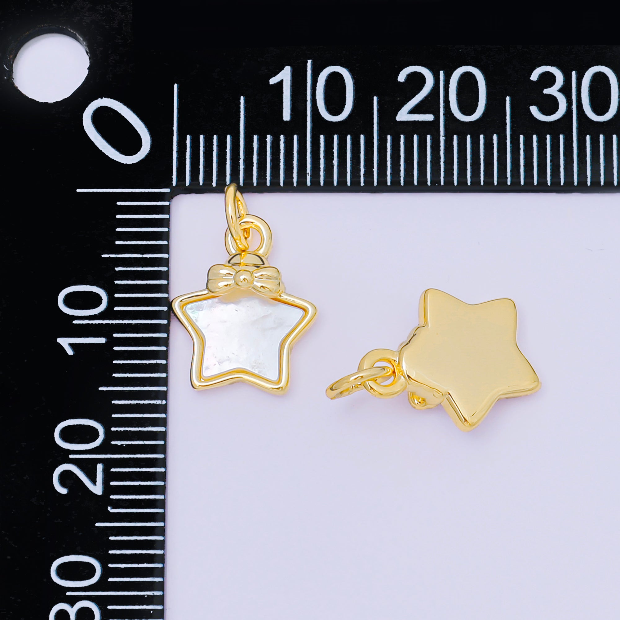 24K Gold Filled 13mm Star in Bowtie Shell Pearl Charm | M876