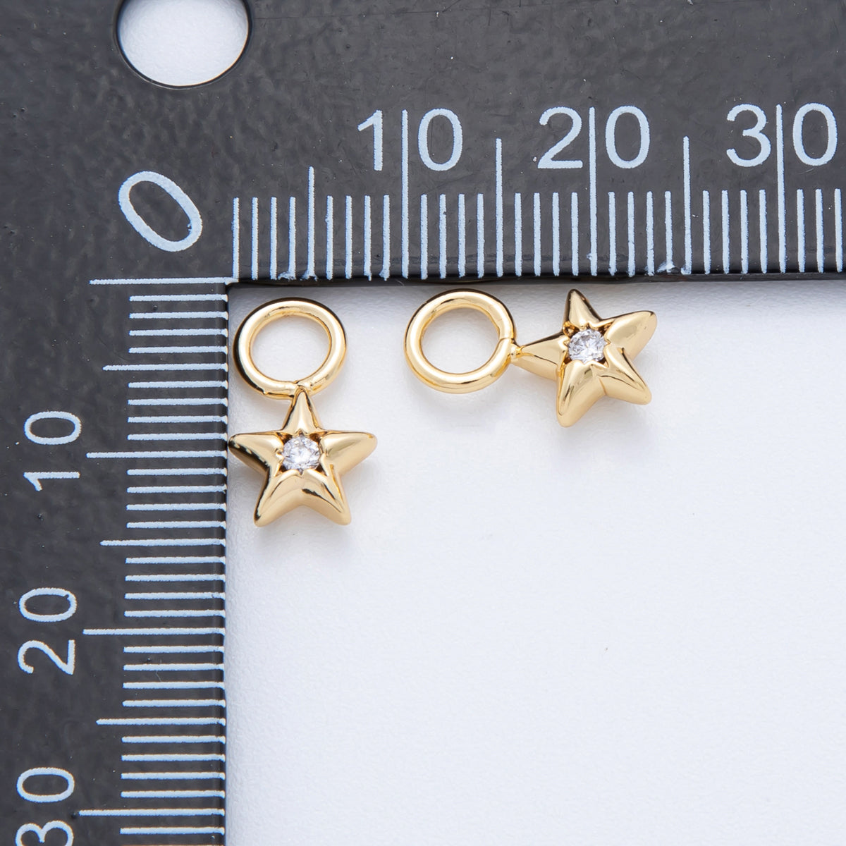 18K Gold Filled Round CZ Celestial Mini Star Add-On Drop Earring Charm | C393