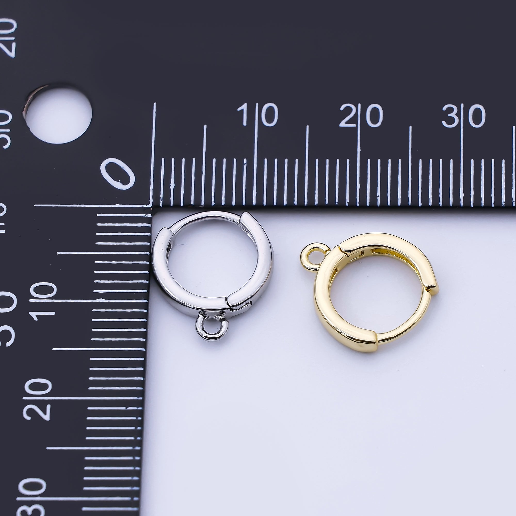 24K Gold Filled 12mm Minimalist Cartilage Drop Huggie Findings in Gold & Silver | Z1512 Z1513