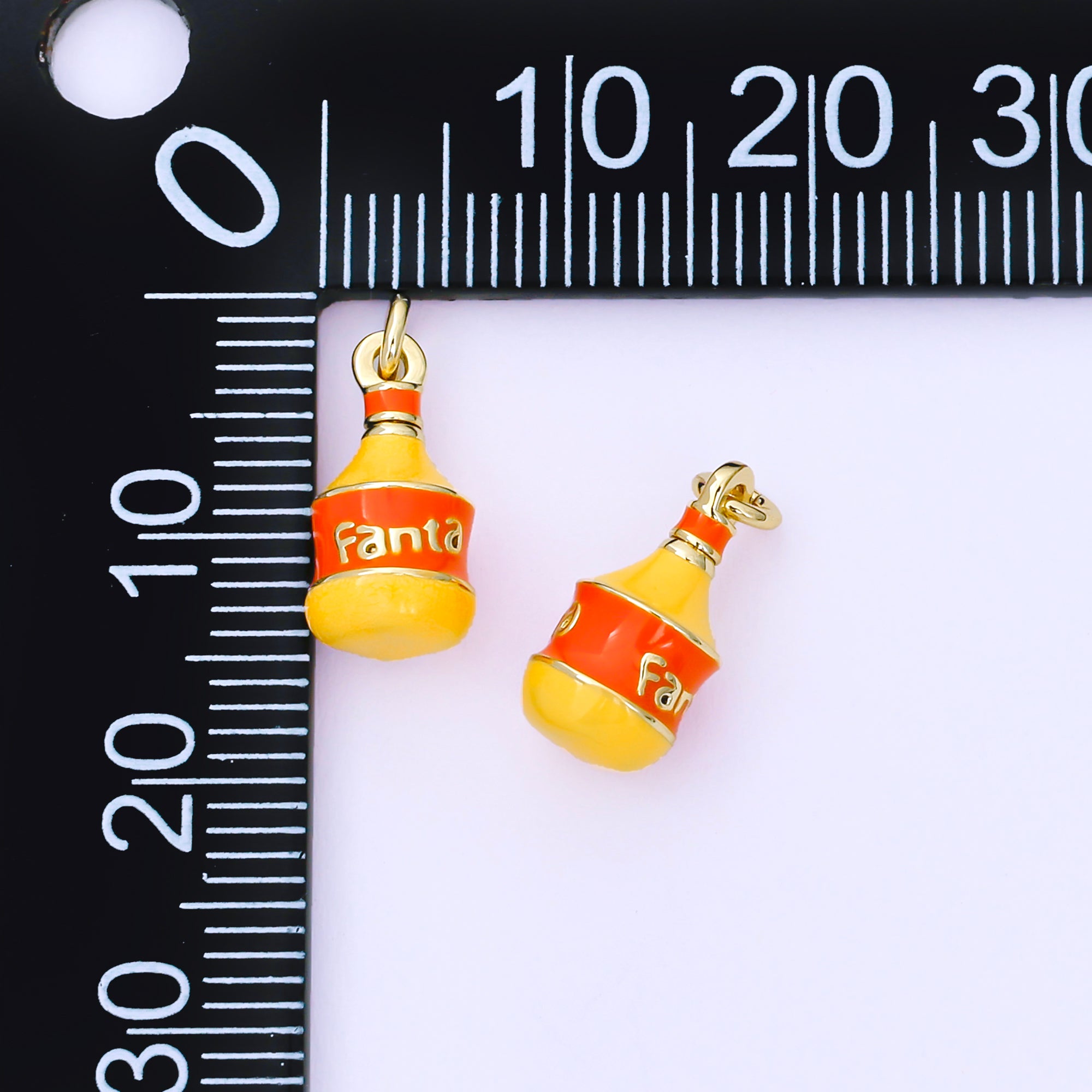 24K Gold Filled 13.5mm Handpainted Enamel Orange Flavour Soft Drink Fanta Charm | AF1303