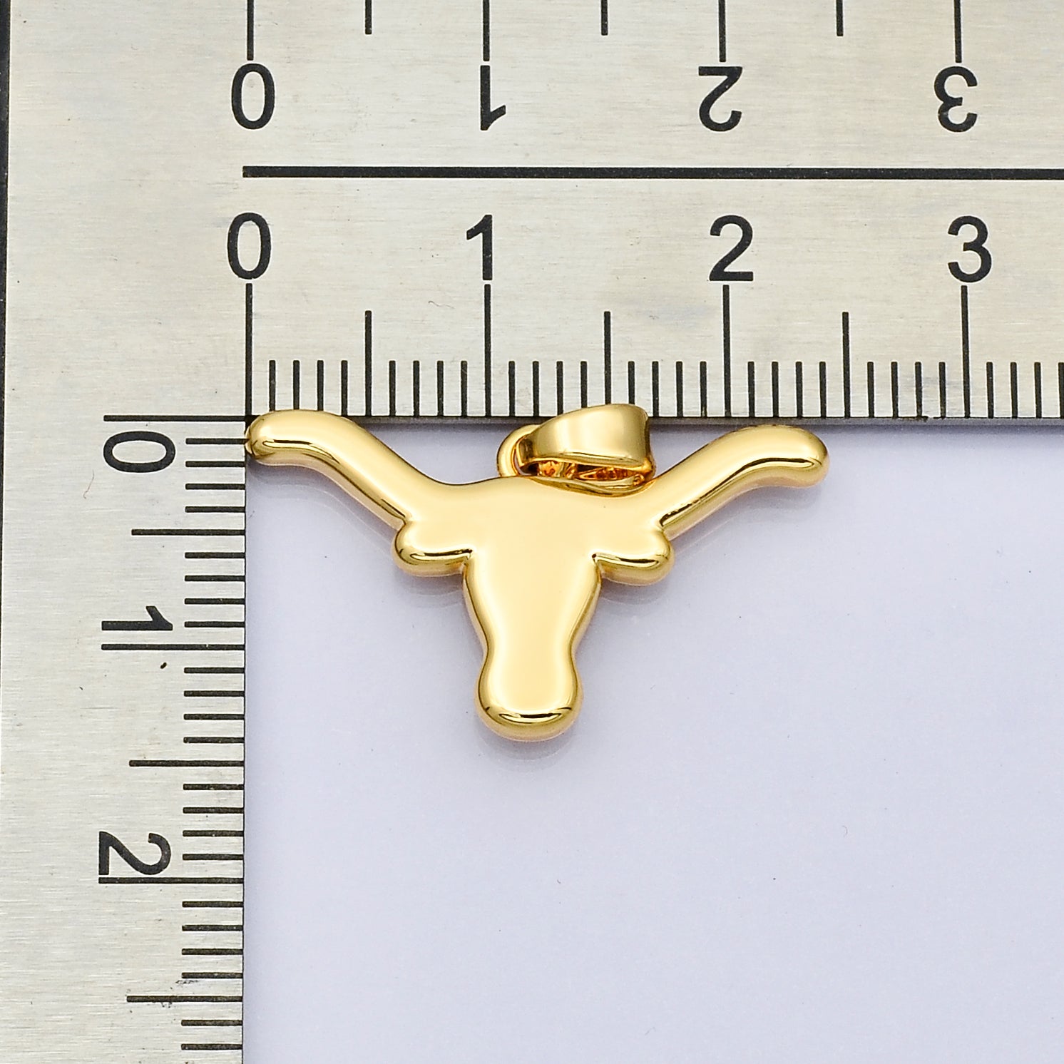 24K Gold Filled 13.6mm Minimalist Bull Head Outline Charm | I816