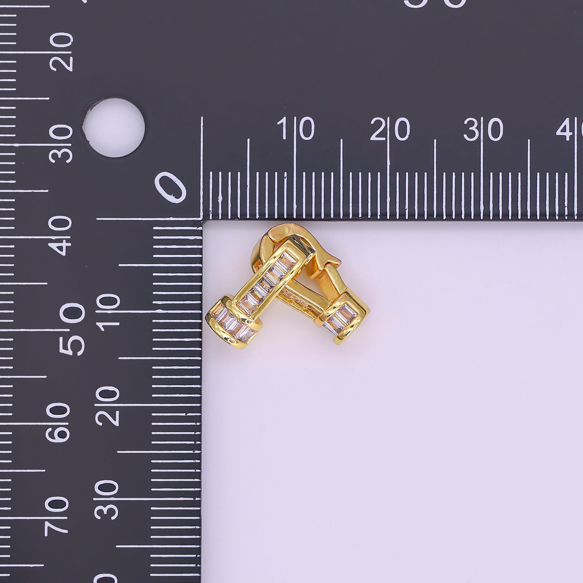 24K Gold Filled Baguette CZ Snap Hook Closure Enhancer Finding Set | Z1270