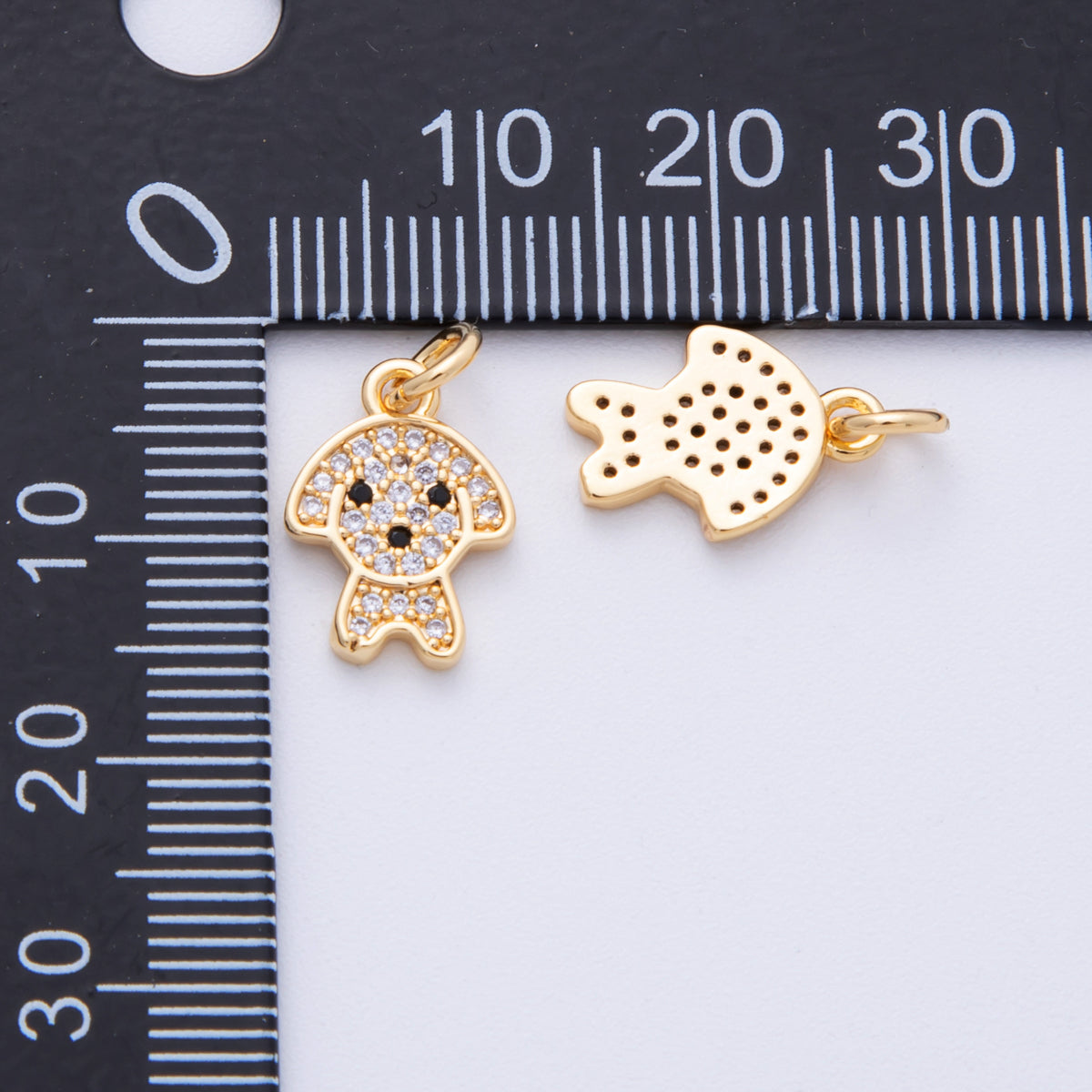 18K Gold Filled 13.5mm Micro Paved CZ Dog Pet Animal Charms | Charms-00106