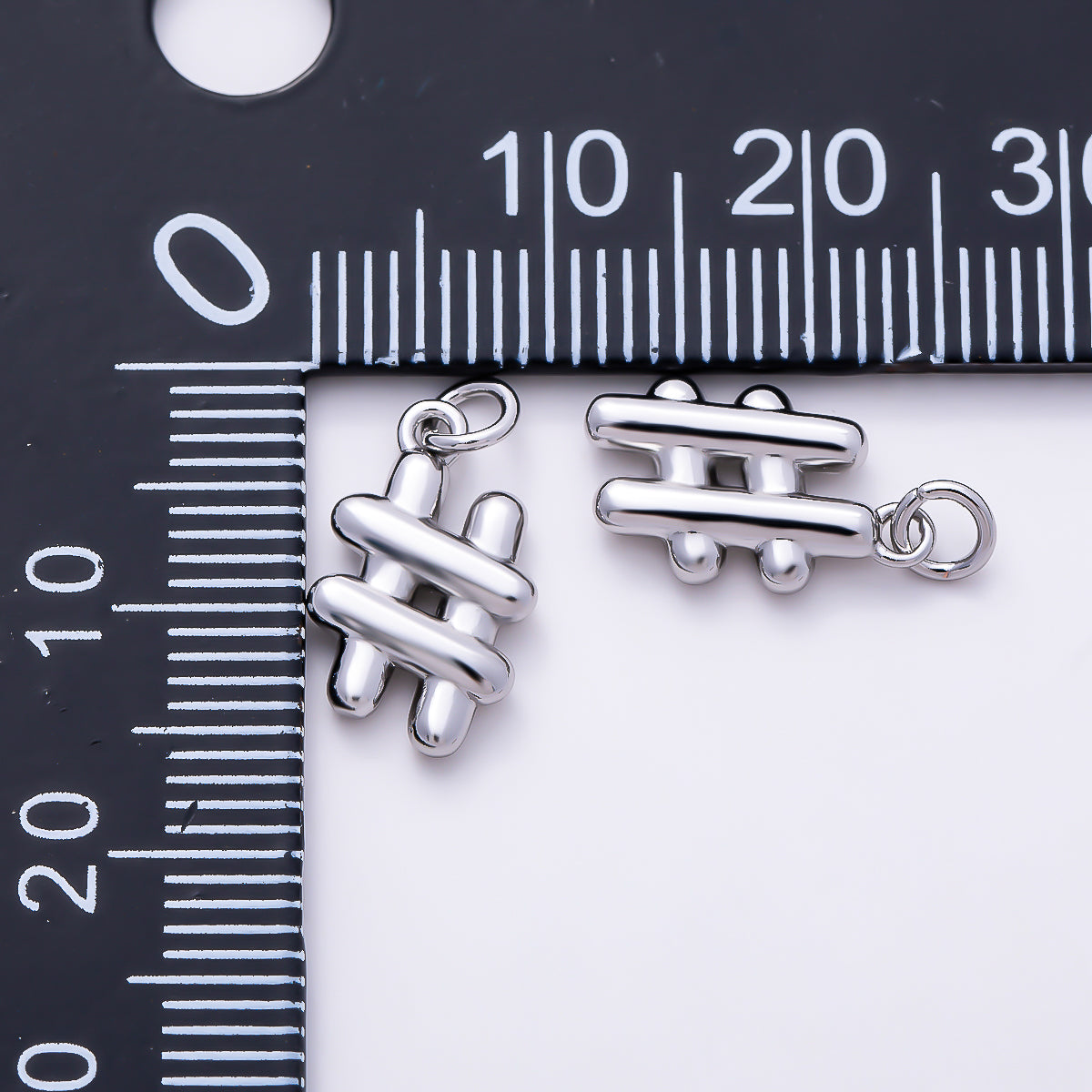 Silver 14mm Minimalist Number Hashtag "#" Multidimensional Charm | Charms-01525