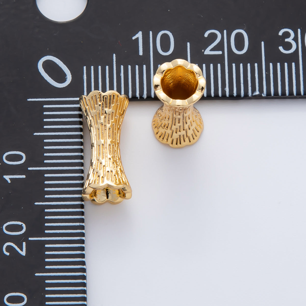 18K Gold Filled 6.5x13.8 mm Long Textured Hourglass Bead Spacer| B546