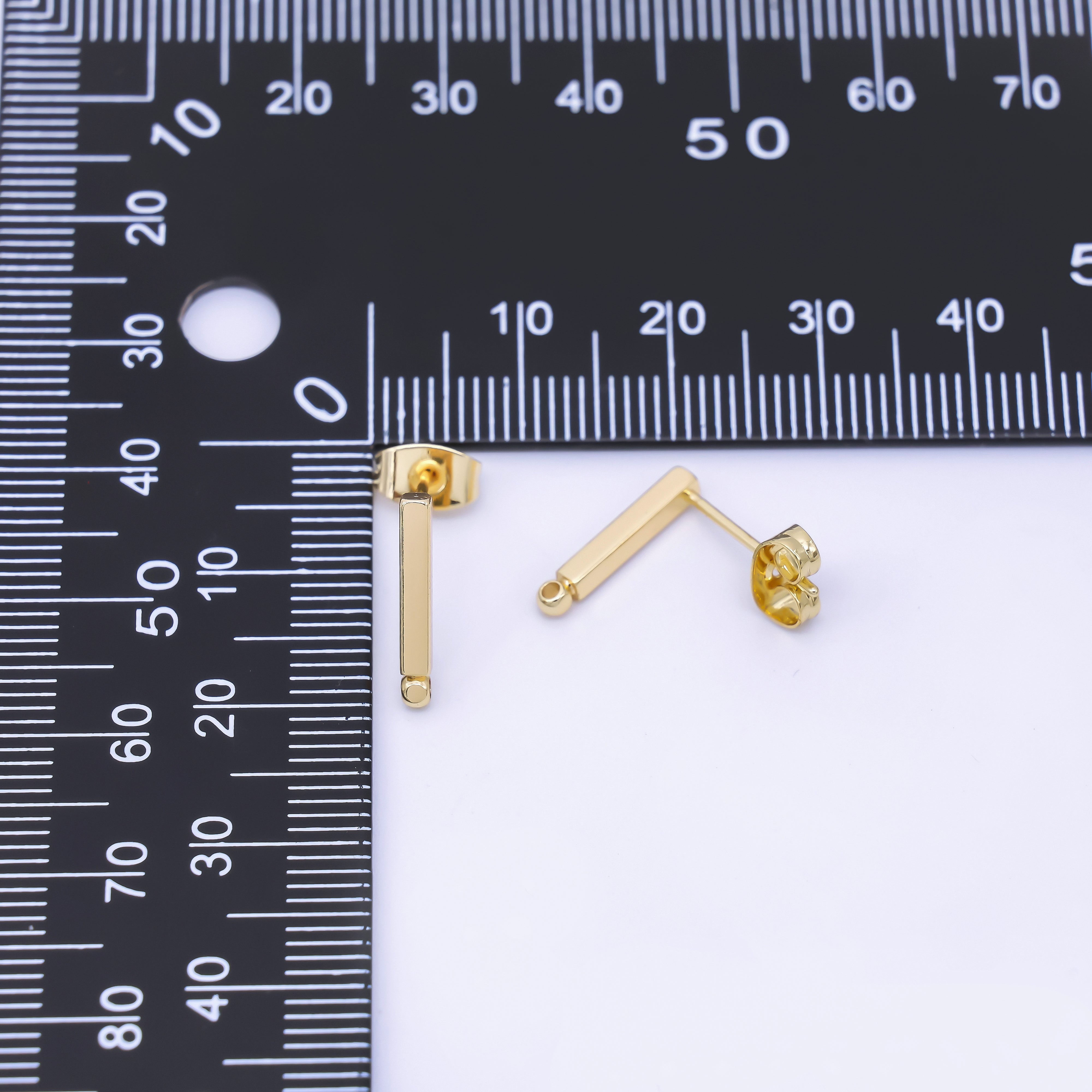 24K Gold Filled 14mm Long Bar Half-Earrings Open Loop Earring Findings | Z1327