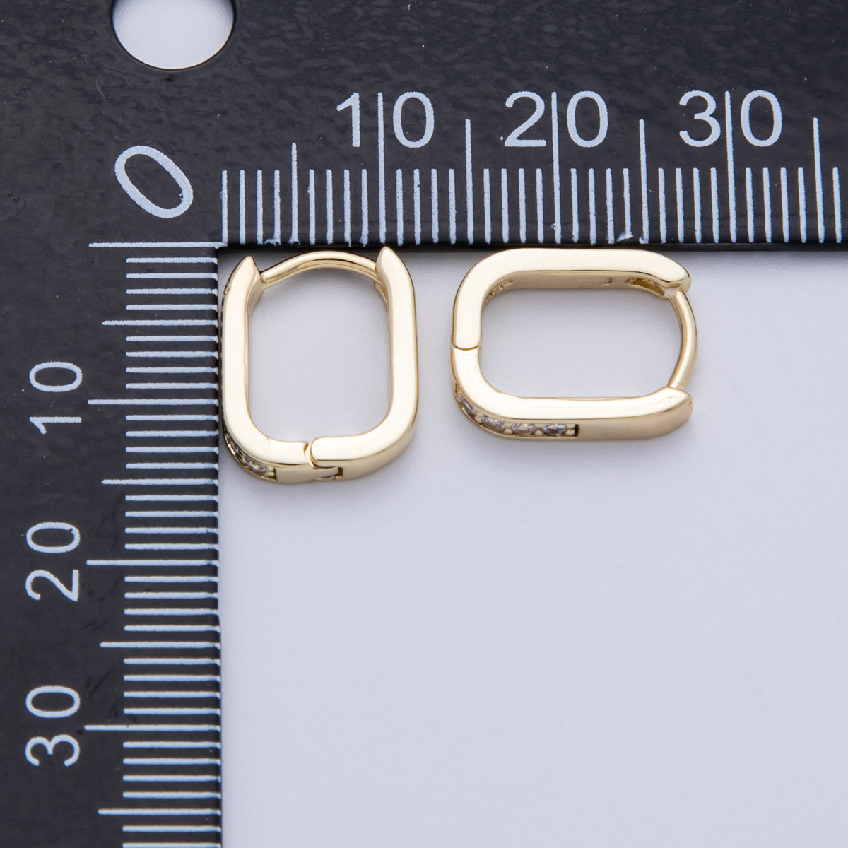 14K Gold Filled 14mm Micro Paved CZ Oblong Hoop Earrings | Earrings-00137