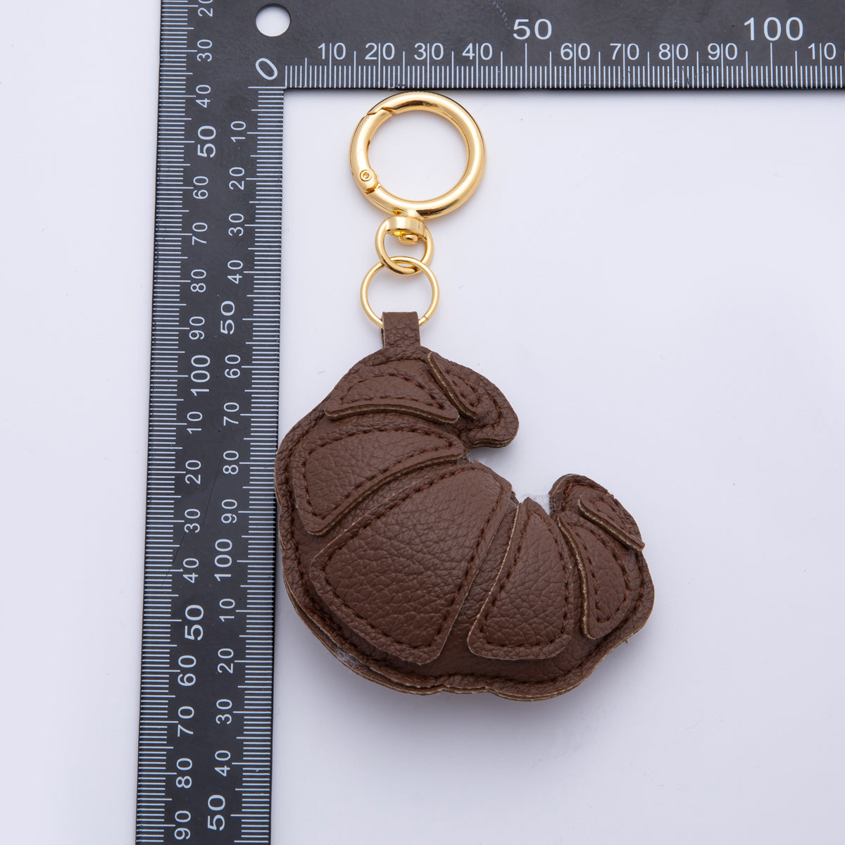Croissant Leather Bag Charm French Foodie Keychain Leather Bag Accessory Purse Charm WB-00098