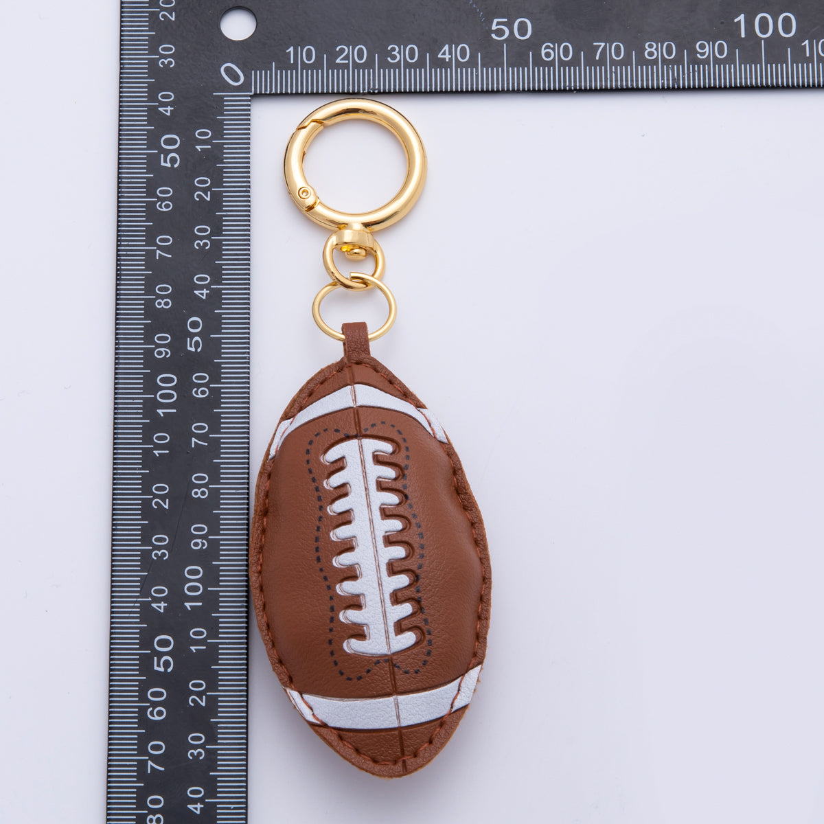 Leather Football Sport Keychain Handmade Bag Charm Cute Leather Ball Varsity Purse Accessory WB-00097