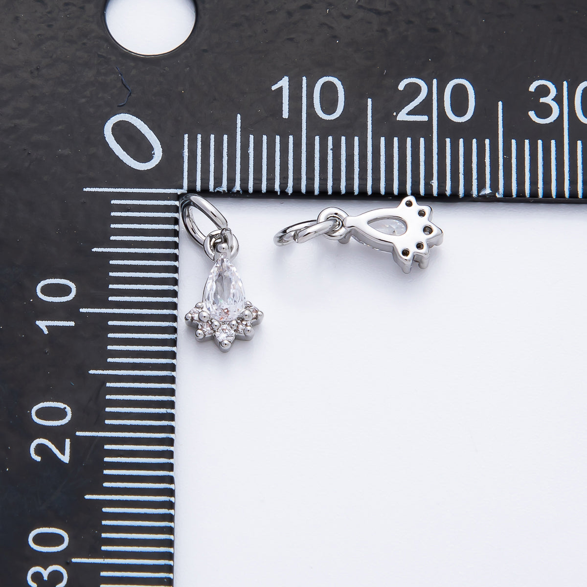 18K Gold Filled 13mm Teardrop Cluster Clear CZ Mini Charm in Gold & Silver | AF1365