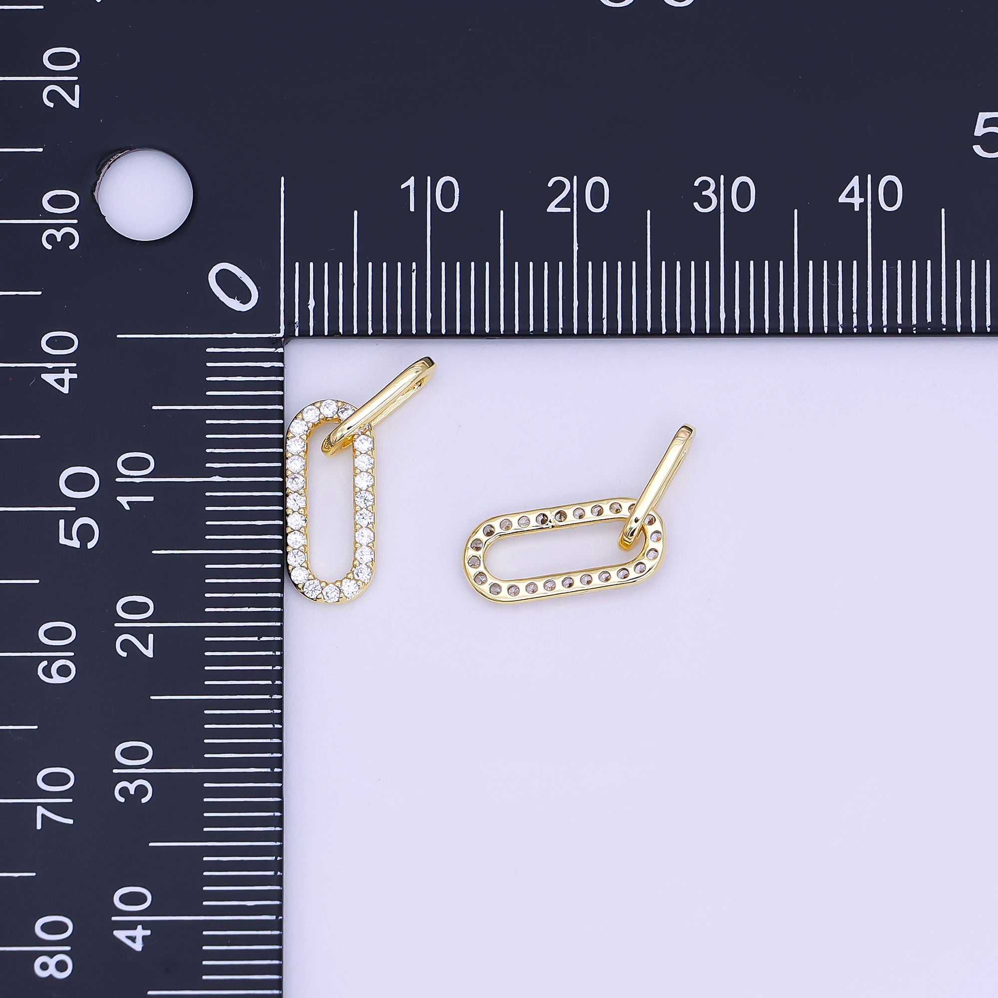 24K Gold Filled Micro Paved CZ Paperclip Link Connector Finding | Z1120