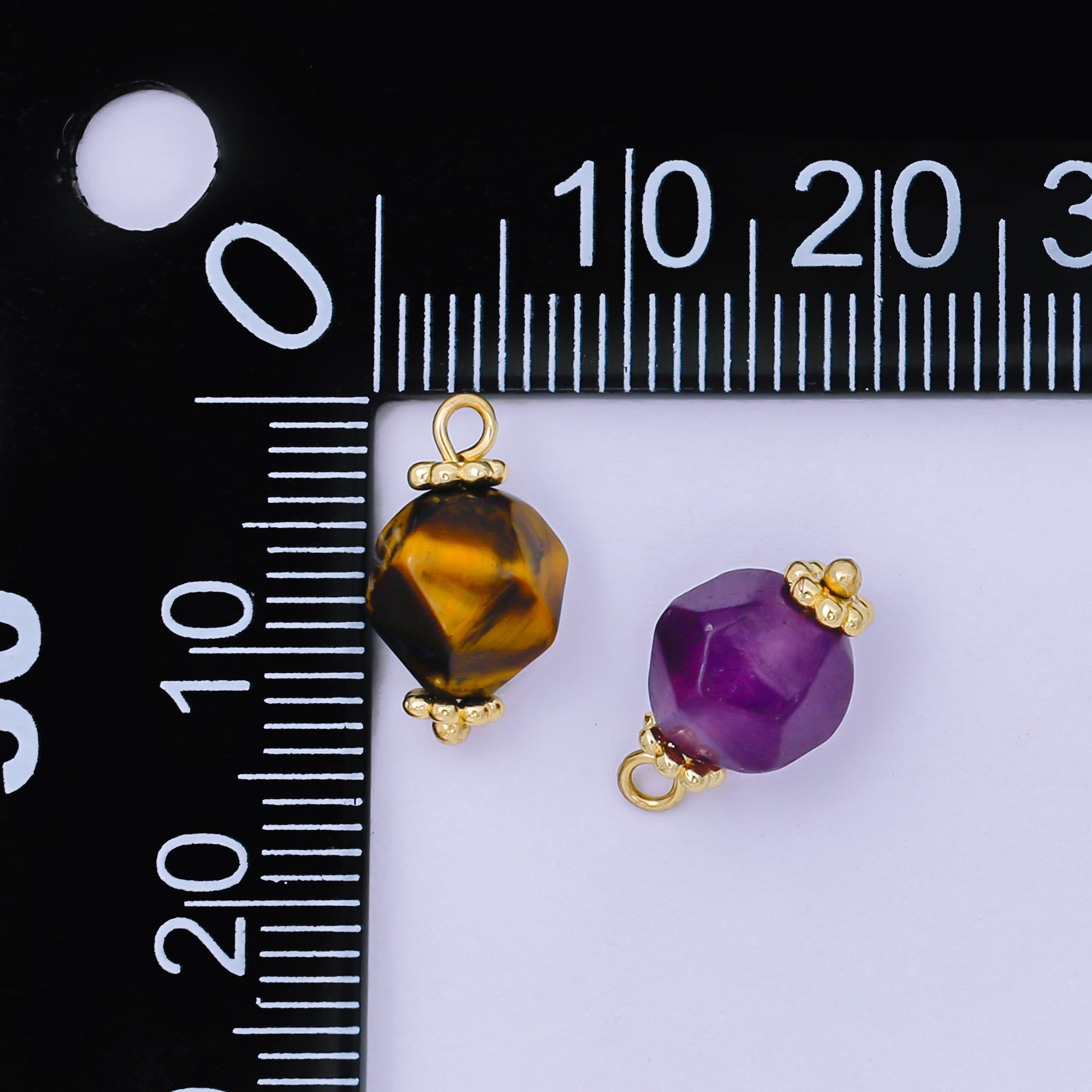 24K Gold Filled 14mm Acrylic Art Mystical Round Charm in Purple, Black, & Blue | AH-659 AH-660