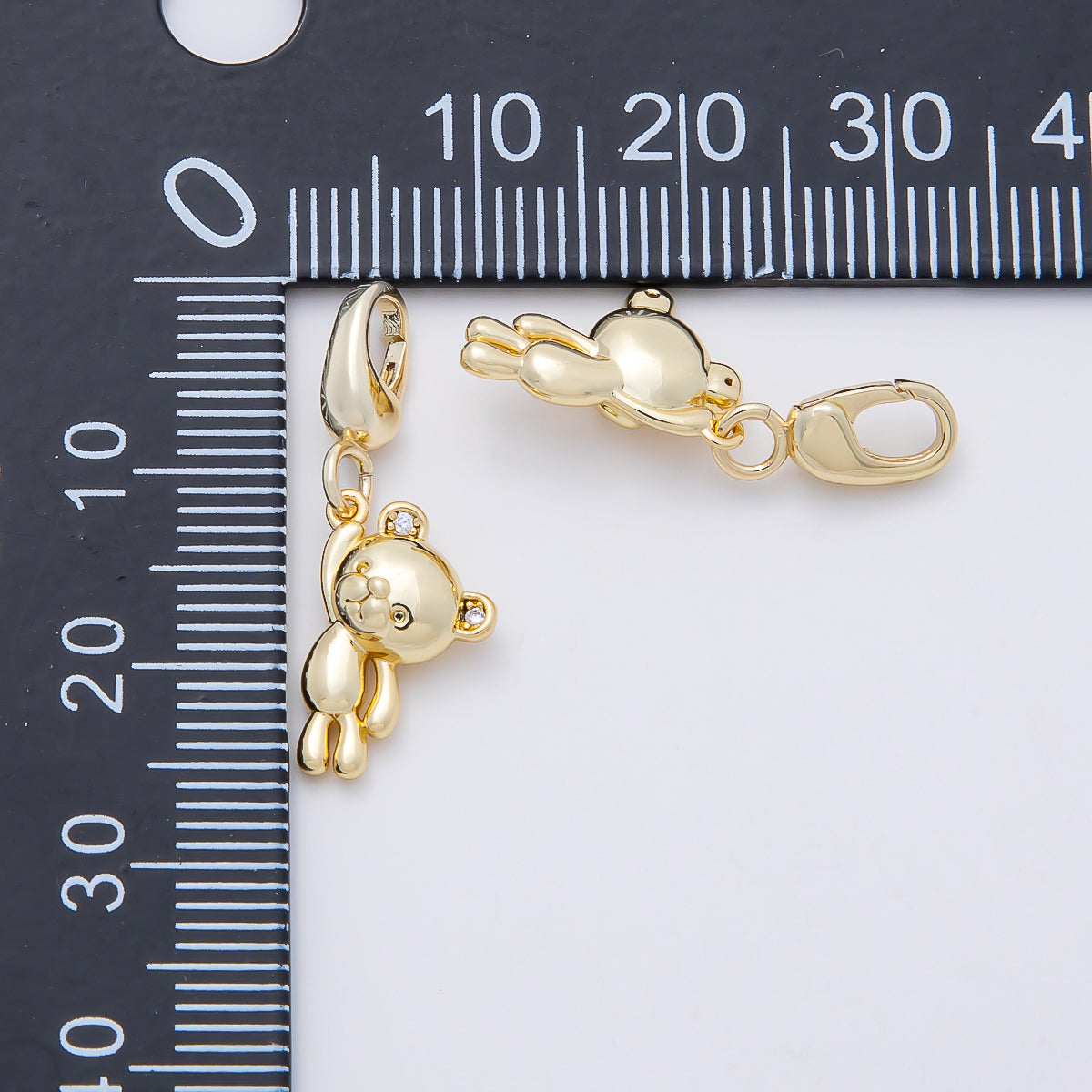 16K Gold Filled 14mm CZ Teddy Bear Minimalist 3D Multidimensional Charm | Charms-01170