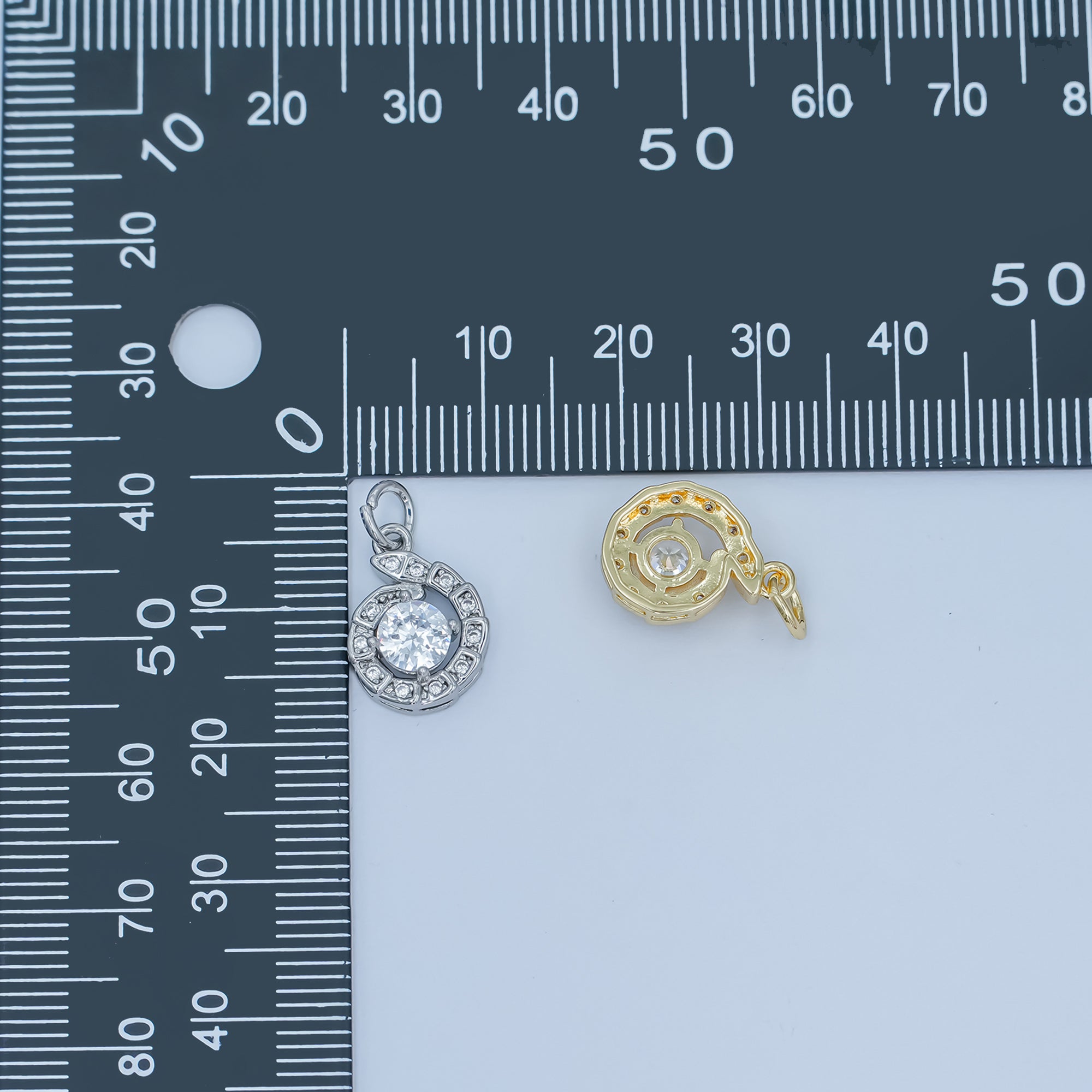 24K Gold Filled Clear CZ Circular Geometric Charm In Gold & Silver | C935