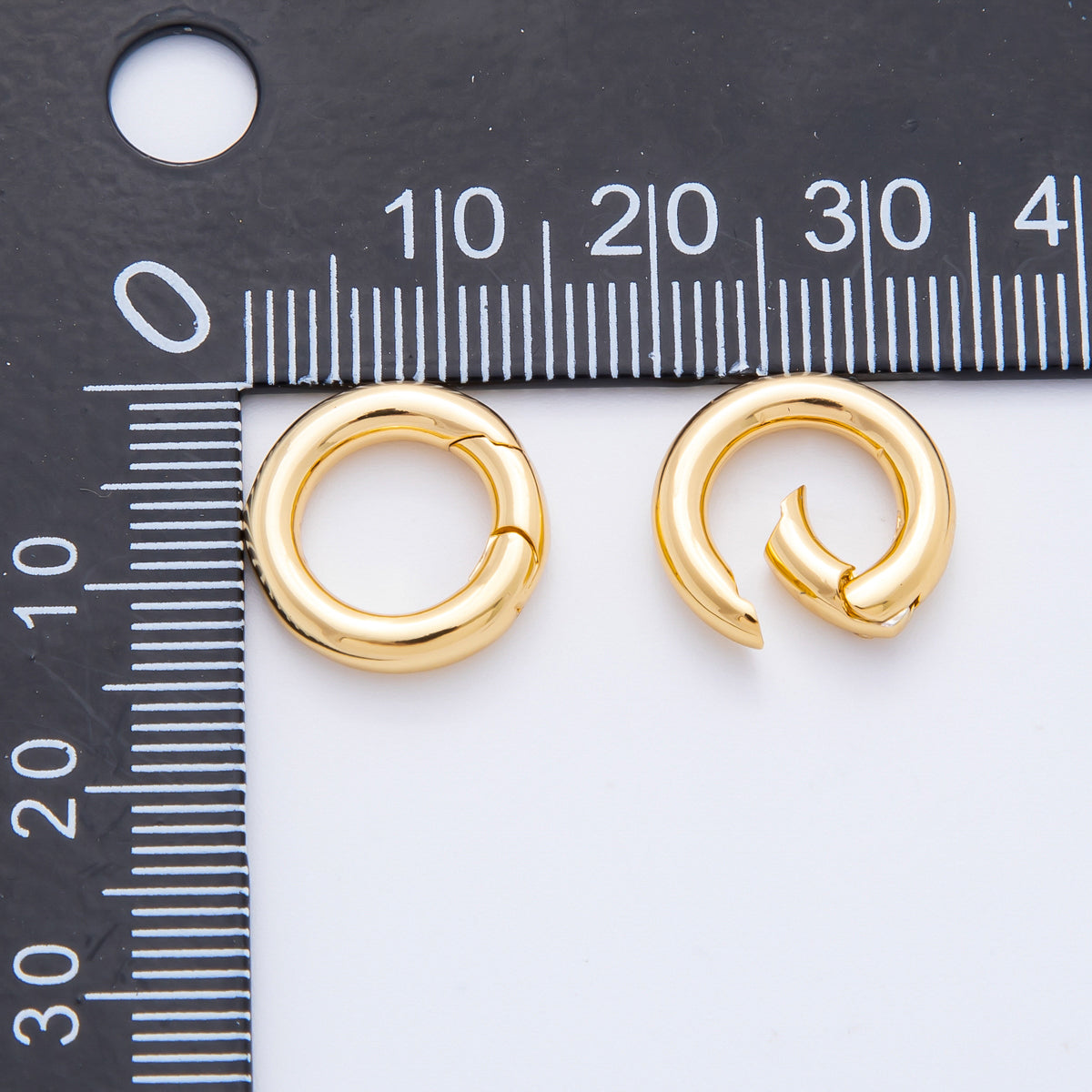 18K Gold Filled 14mm Minimalist Dainty Round Push Gate Clasp Charm Finding | Z1421