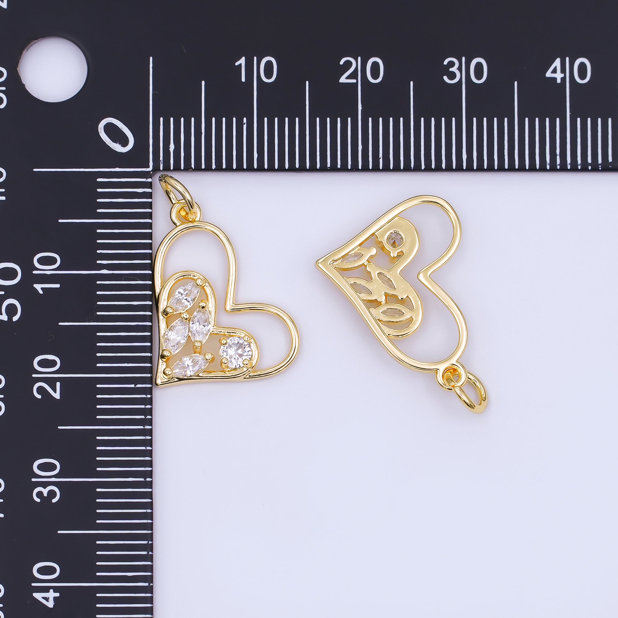 24K Gold Filled Marquise CZ Open Heart Charm | AF468