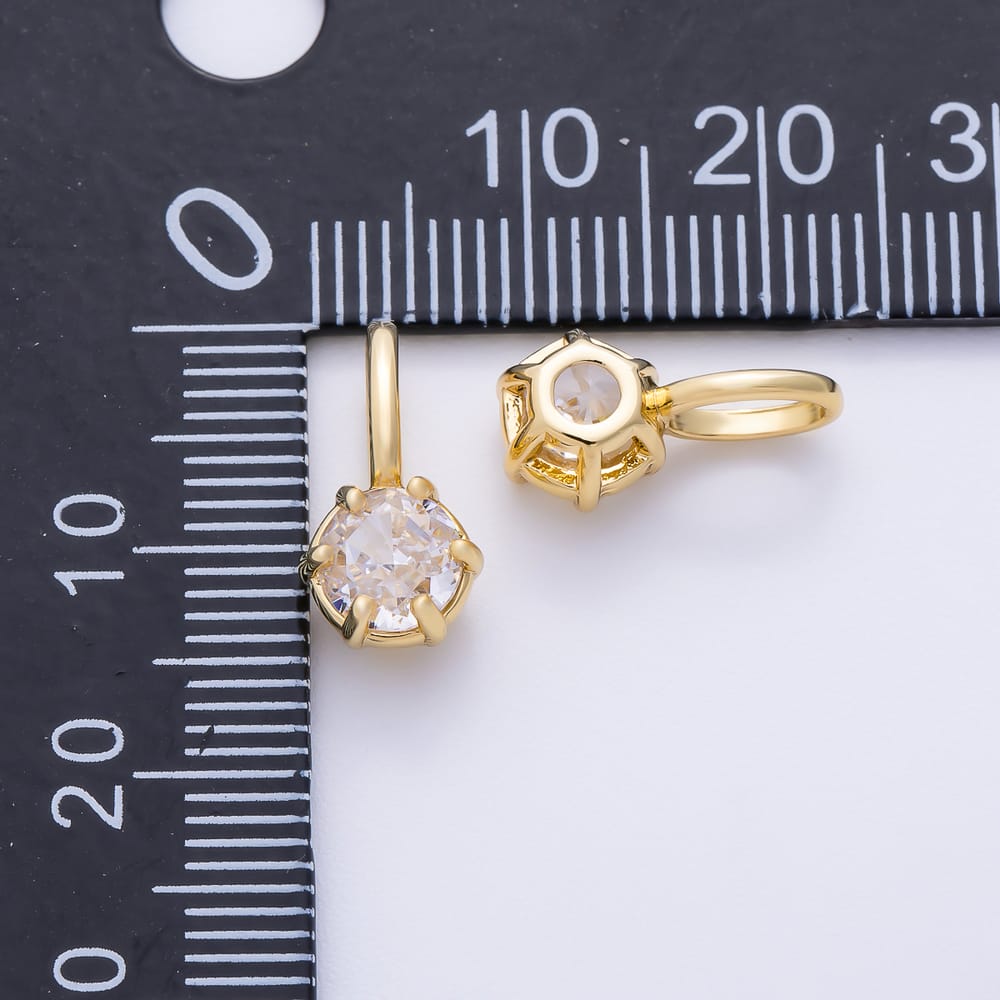 16K Gold Filled 14mm Mini Round Clear CZ Georgian Set Bezel Solitaire Pendant in Gold & Silver | Charms-02426 Charms-02427