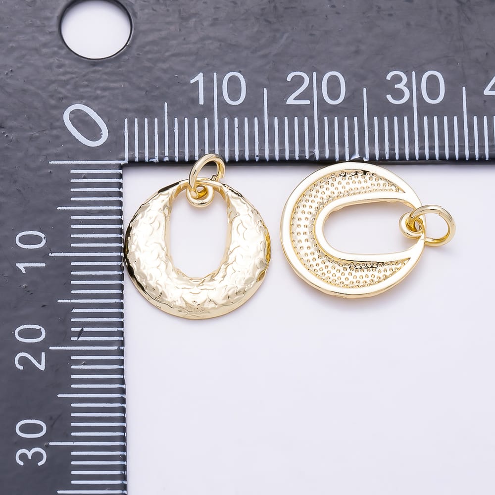 16K Gold Filled 14mm Hammered Textured Open Round Charm in Gold & Silver | Charms-02251 Charms-02252