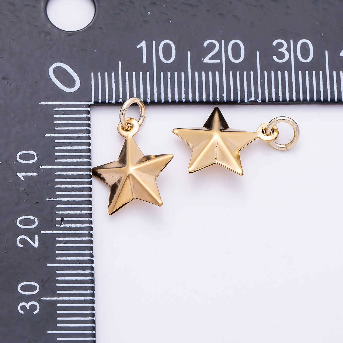 PVD Gold Stainless Steel 14.5mm Celestial Star 3D Multidimensional Charm | Charms-01433