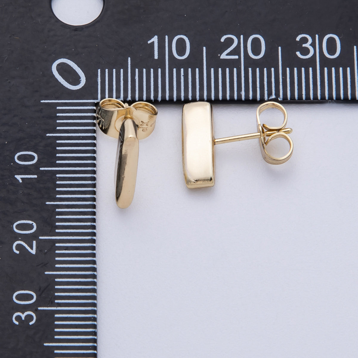 14K Gold Filled 14.5mm Minimalist Rectangular Stud Earrings | Earrings-020025