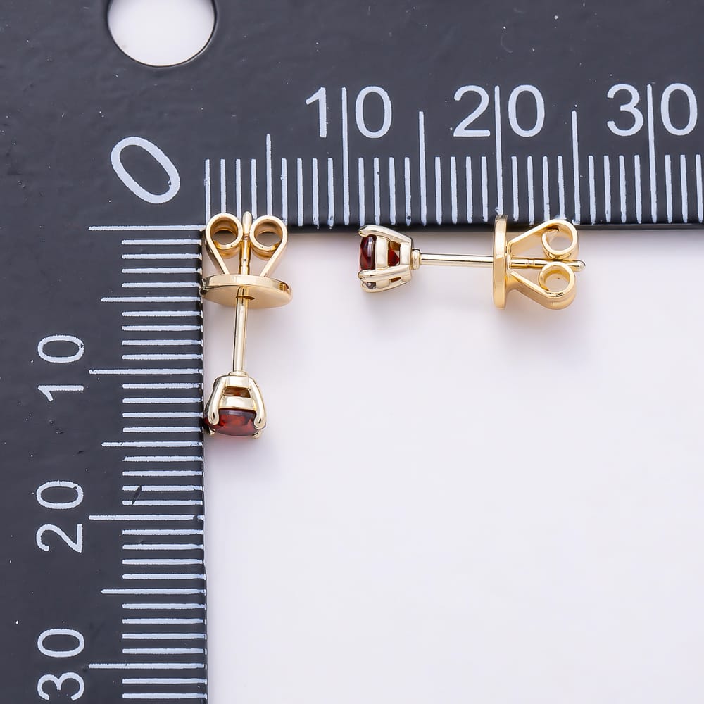 14K Gold Filled 5mm Red, Black CZ Round 4-Prong Solitaire Mini Stud Earrings | Earrings-01186 Earrings-01189