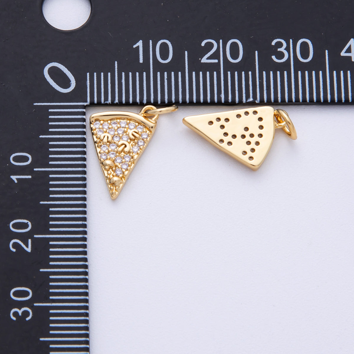 14K Gold Filled 14.5mm Micro Paved CZ Mushroom Pizza Slice Food Charm | Charms-100020
