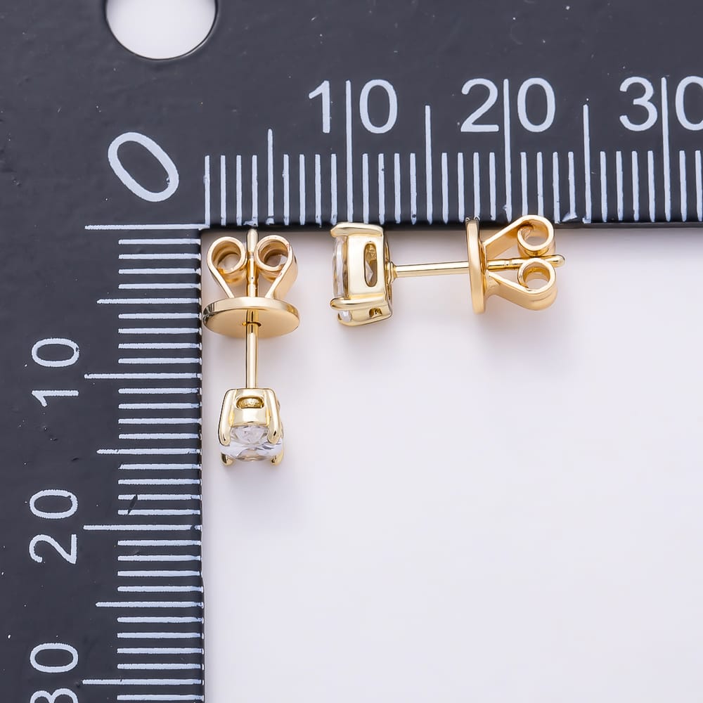 14K Gold Filled 6mm Clear Oval CZ 4-Prong Solitaire Stud Earrings | Earrings-01182