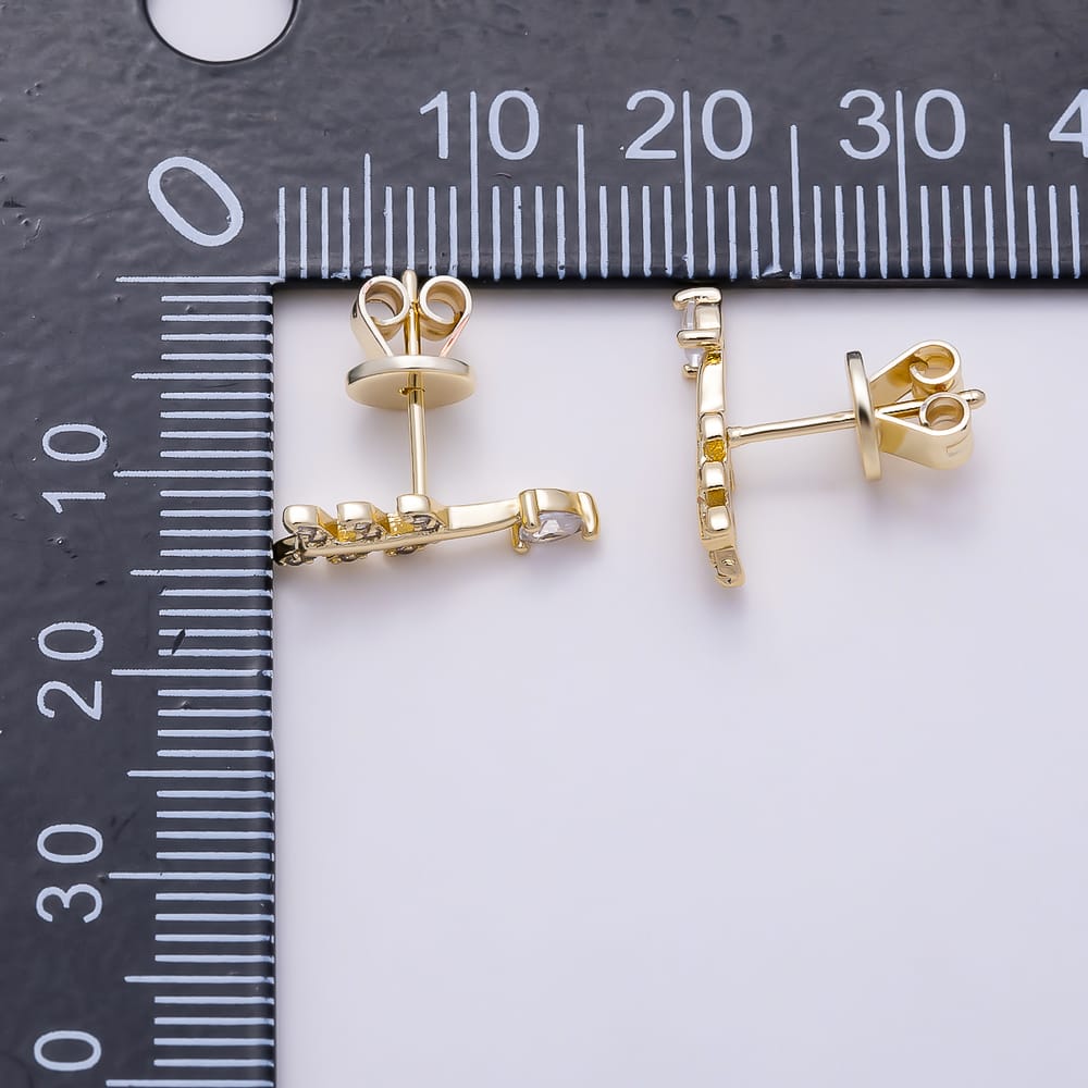 16K Gold Filled 15mm Cupid Arrow Love Heart Cut CZ Stud Earrings| Earrings-00974