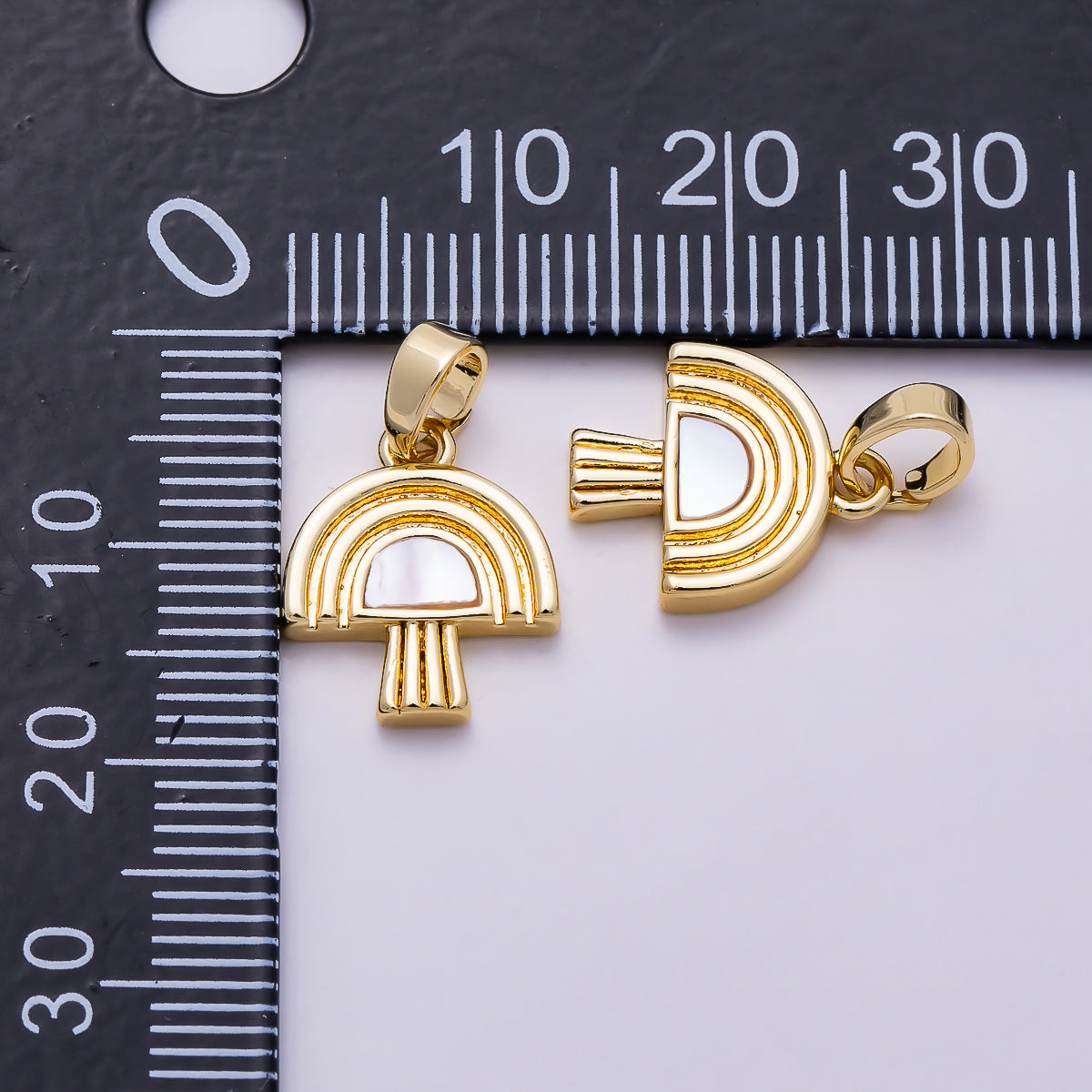 16K Gold Filled 14mm Square Shell Pearl Mushroom Pendant | Charms-02041 - Charms-02042