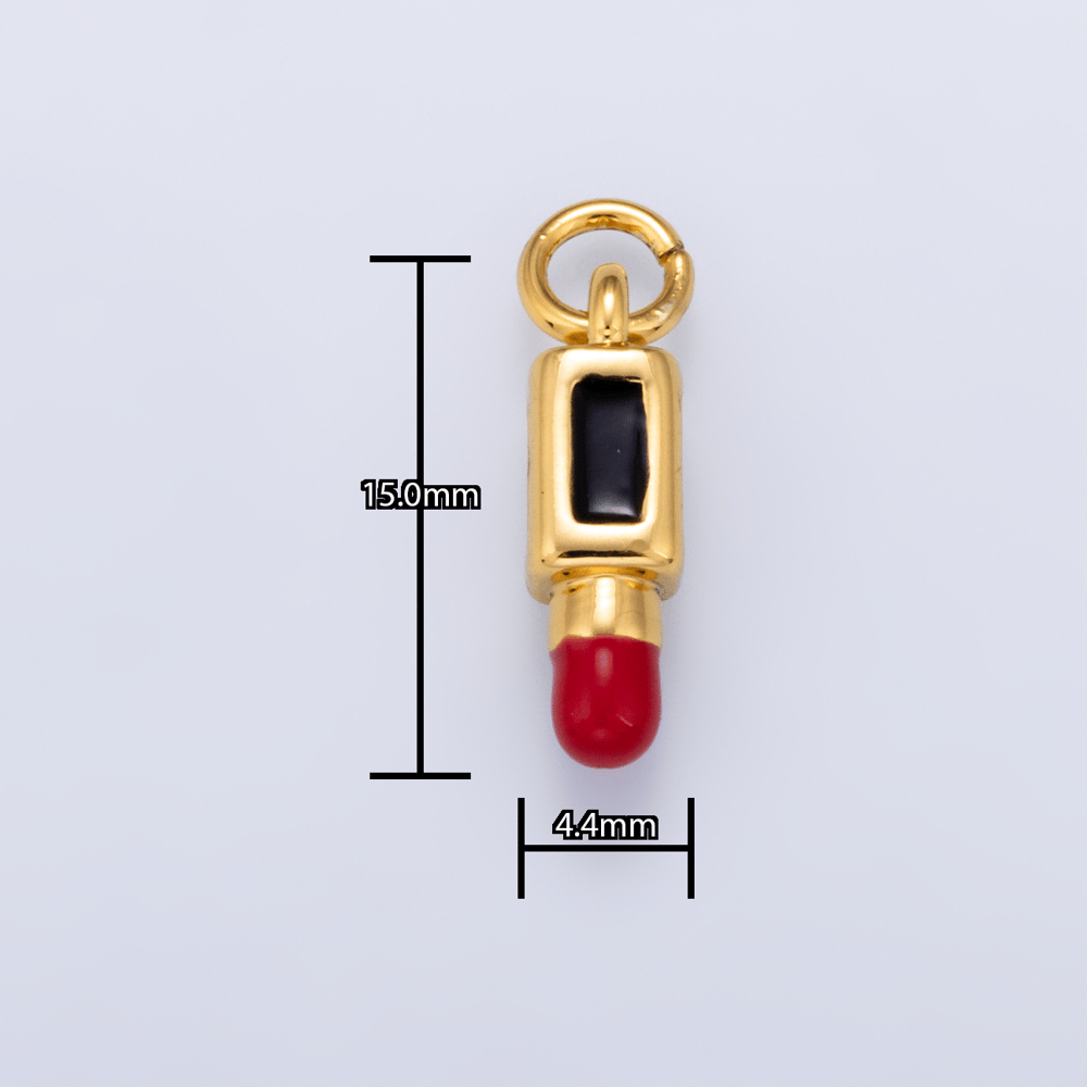 16K Gold Filled 15mm Red Lipstick Makeup 3D Multidimensional Mini Charm | Charms-02364