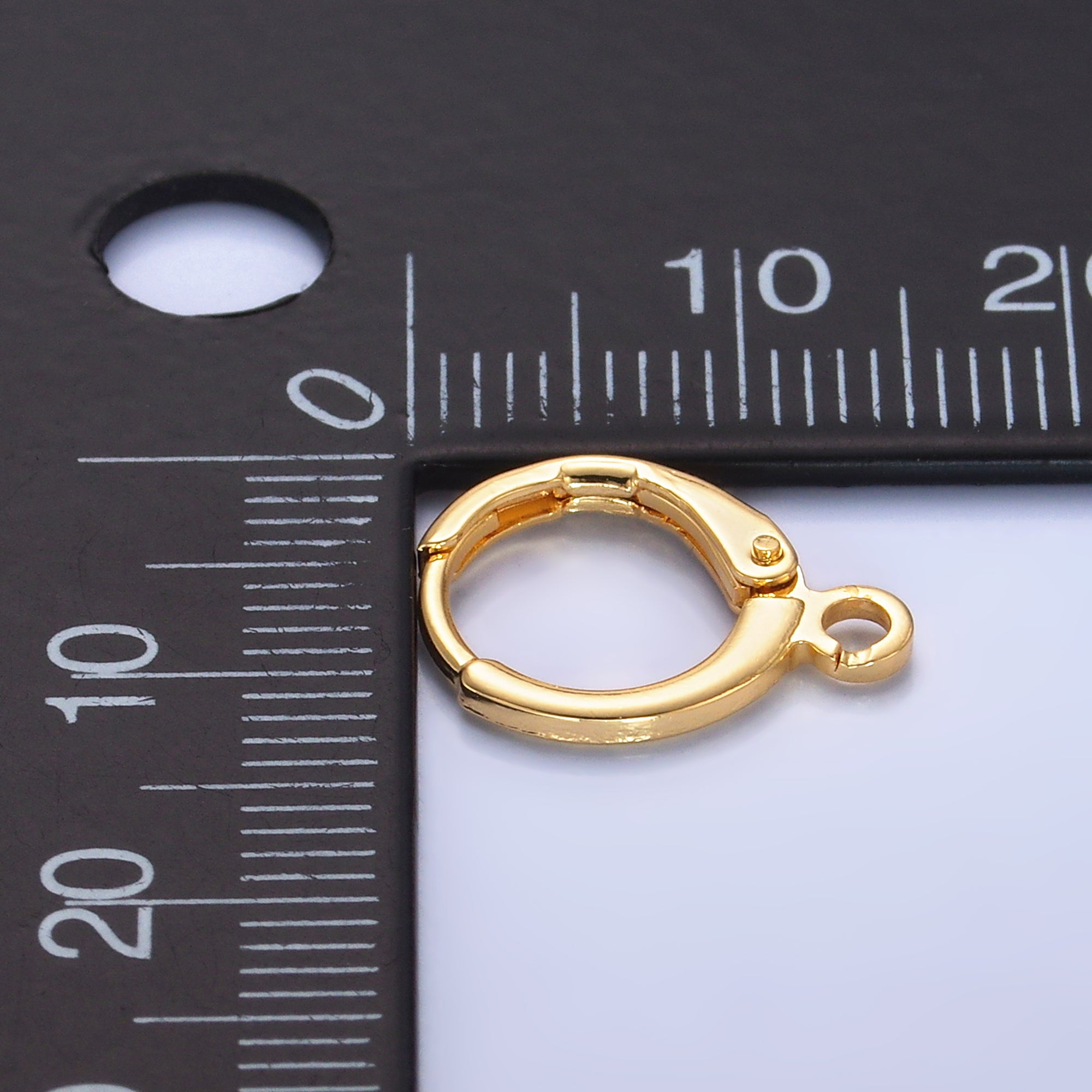24K Gold Filled 15mm Minimalist Hinge Huggie Open Loop Drop Earring Findings | Z1279
