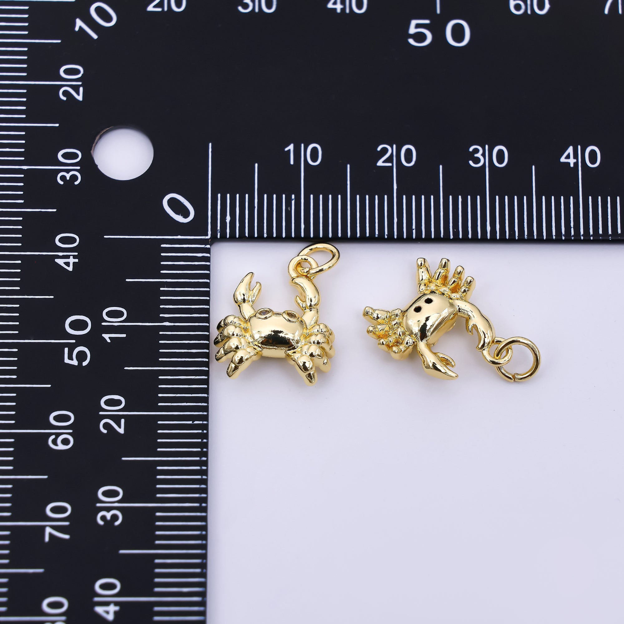 24K Gold Filled 16mm Micro Paved CZ Fresh Sea Crab Animal Charm | M-753