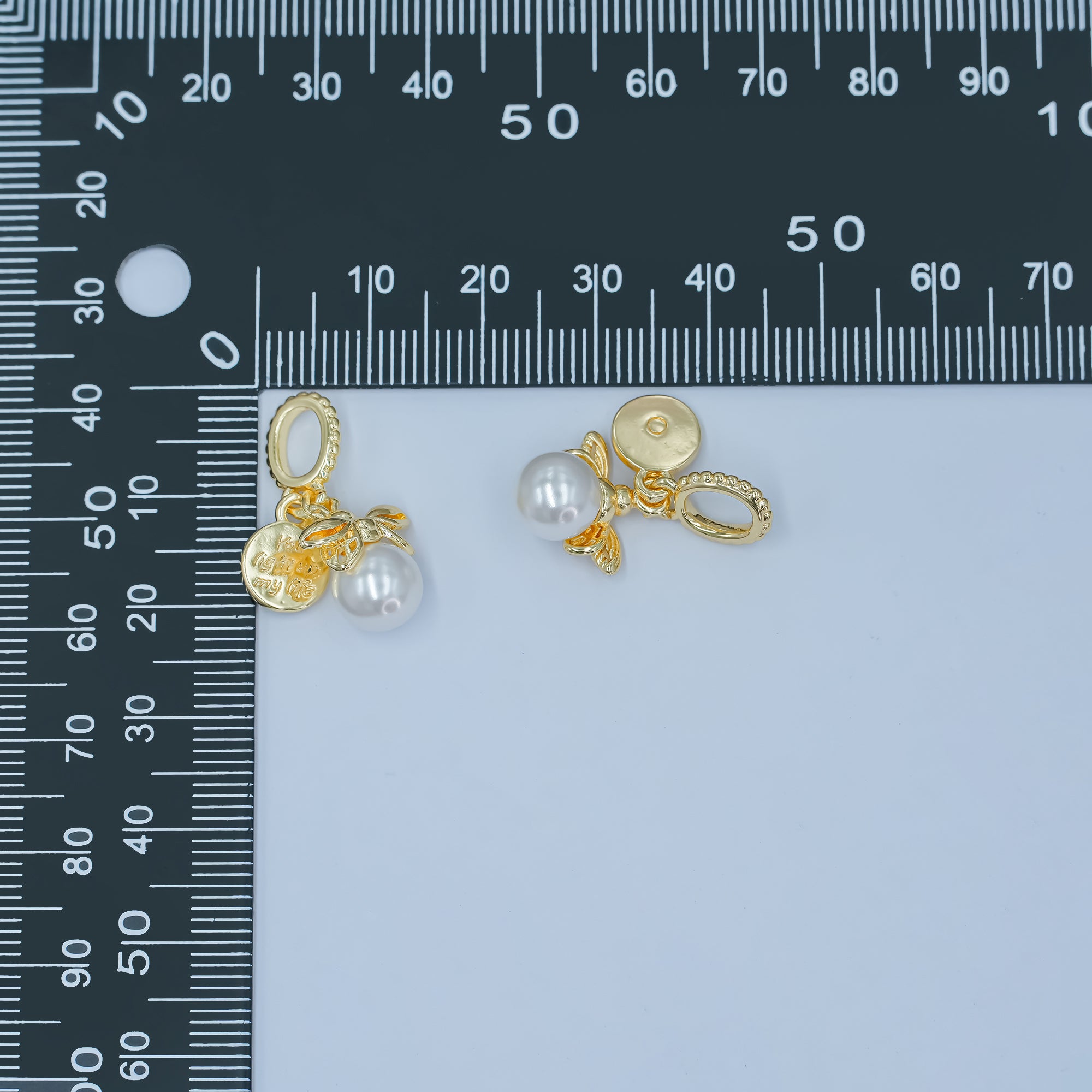 24K Gold Filled Firefly "You Light Up My Life" Script Rhondelle Bail Drop Pendant | AA1501