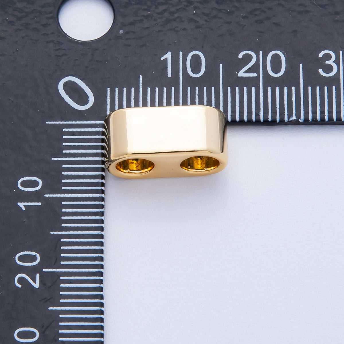 18K Gold Filled 15mm Minimalist Wide Double Hole Slide Bead Finding | Z1670