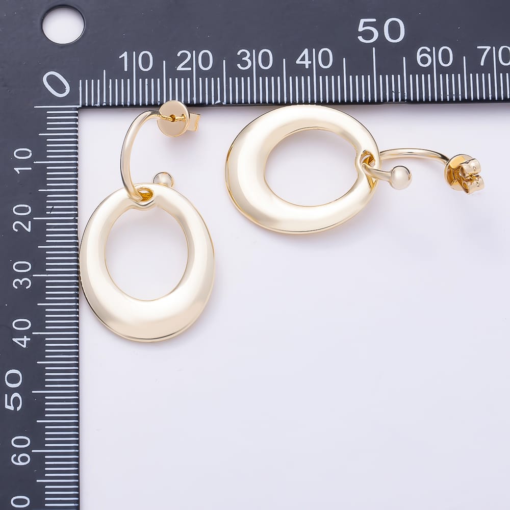 16K Gold Filled 40mm Minimalist Open Oval Drop C-Shaped Hoop Earrings in Gold & Silver | Earrings-01169 Earrings-01170