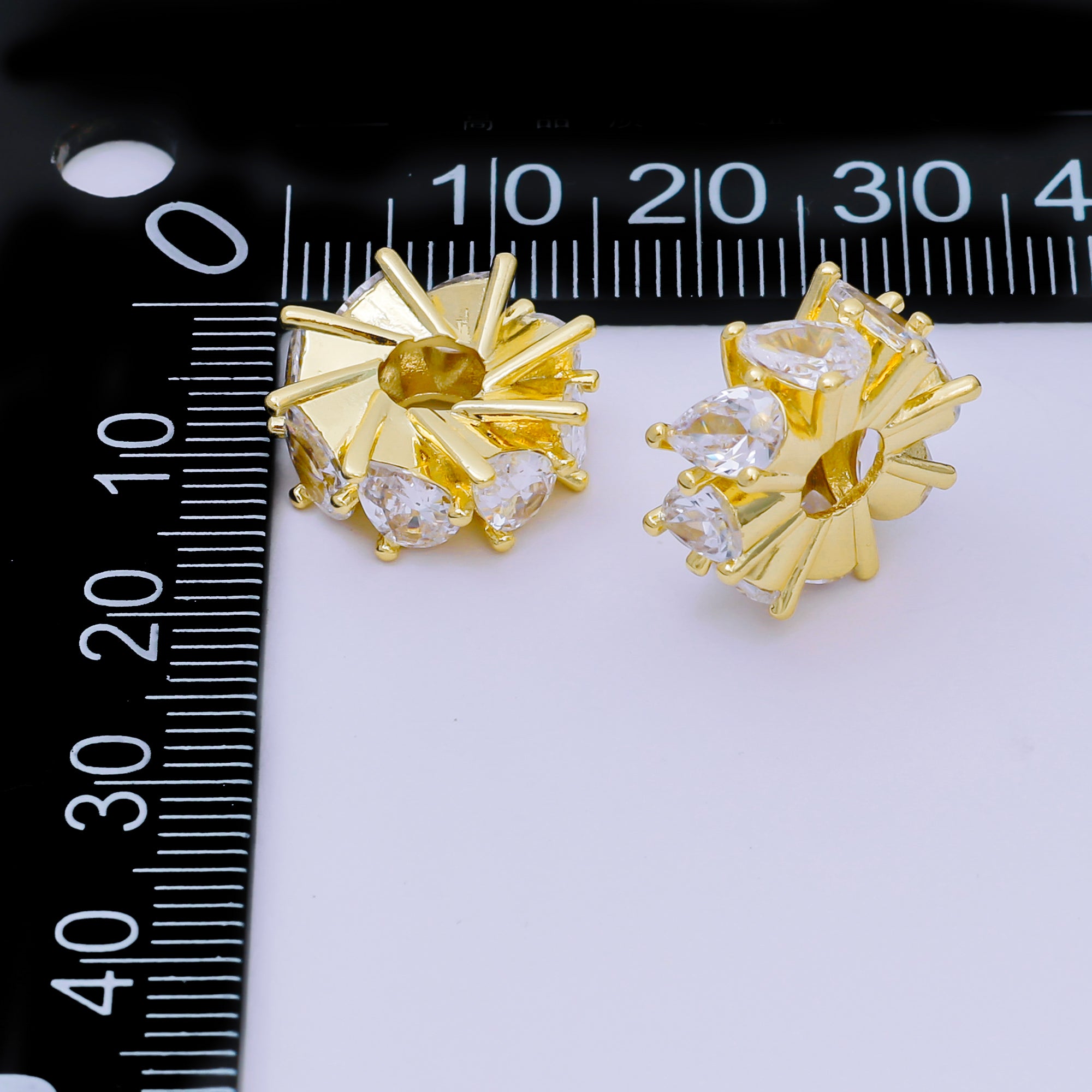 24K Gold Filled Teardrop CZ Round Open Donut Bead Spacer | B918
