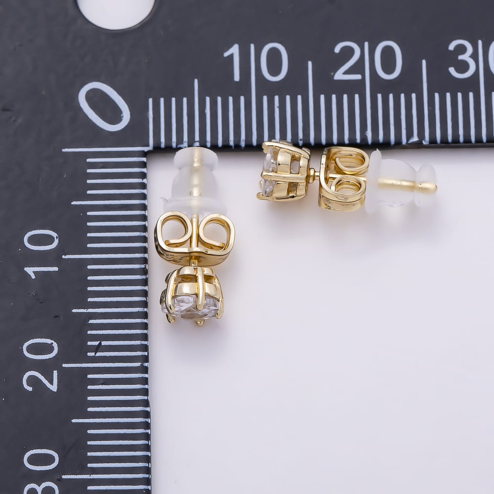 14K Gold Filled 15mm Clear Round CZ Star Prong Solitaire Stud Earrings | Earrings-01133
