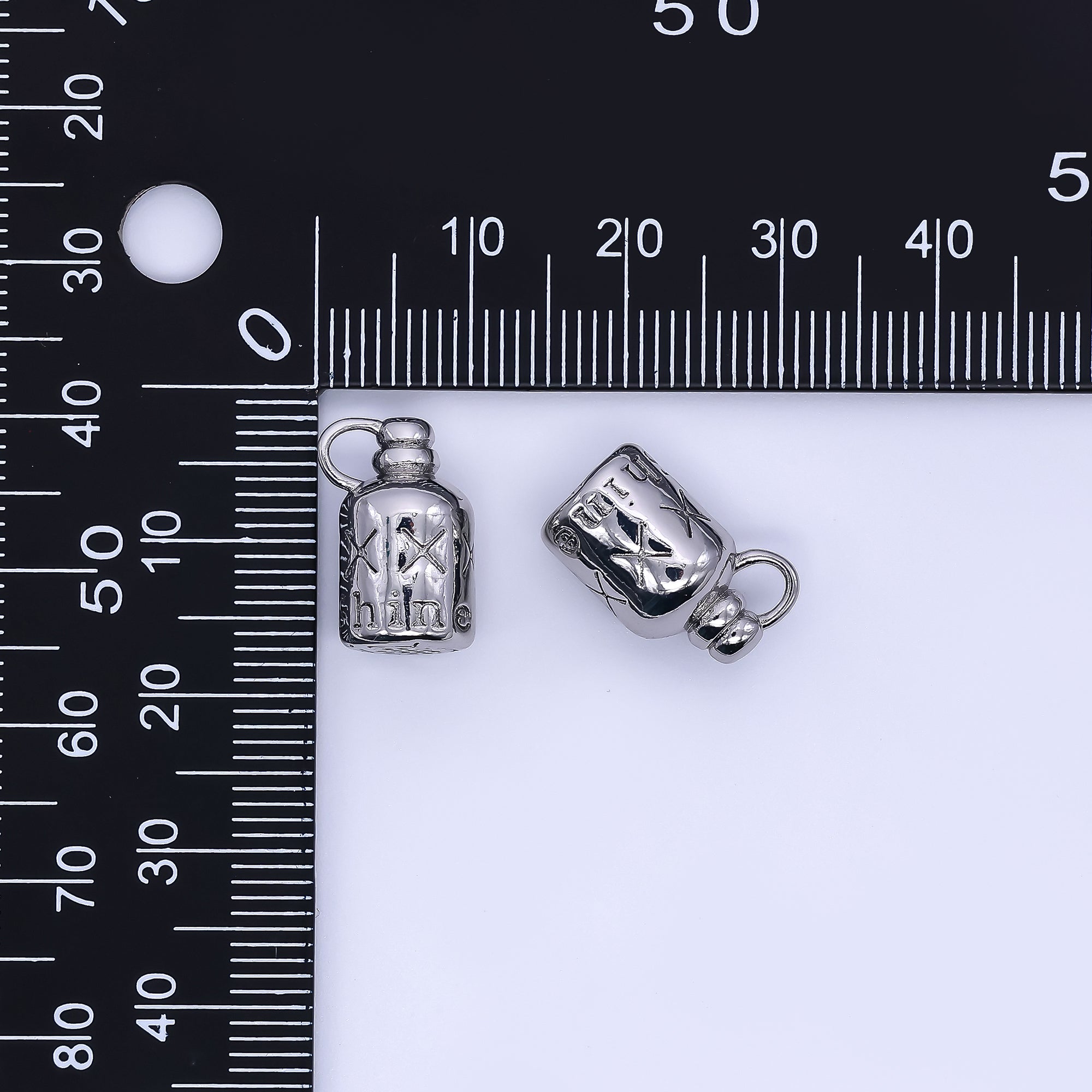 Silver Water Bottle Flask Drink 3D Multidimensional Charm | E789