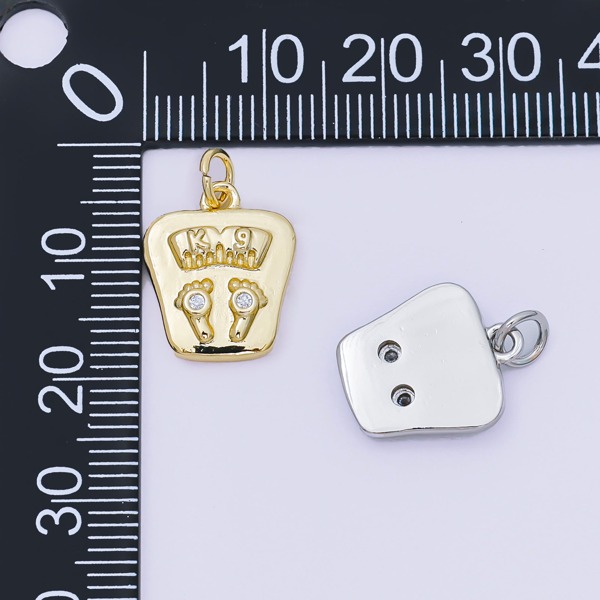 24K Gold Filled 15mm Micro Paved CZ Body Scale Charm in Gold & Silver | AH-668