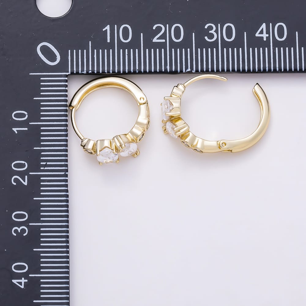 14K Gold Filled 12mm Clear CZ Round Oval Cartilage Huggie | Earrings-01202