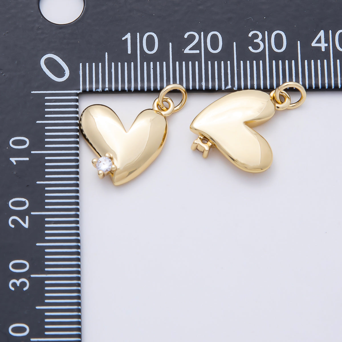 16K Gold Filled 15mm Clear CZ Heart Mini Charm | Charms-01171