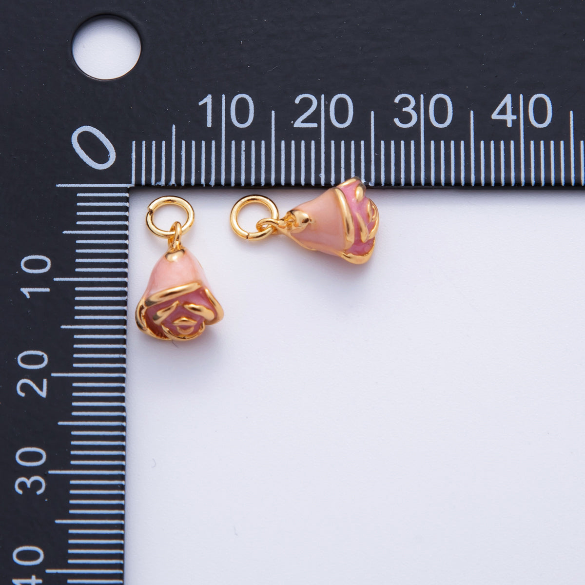 18K Gold Filled Pink Rose Flower Mini Charm | X630