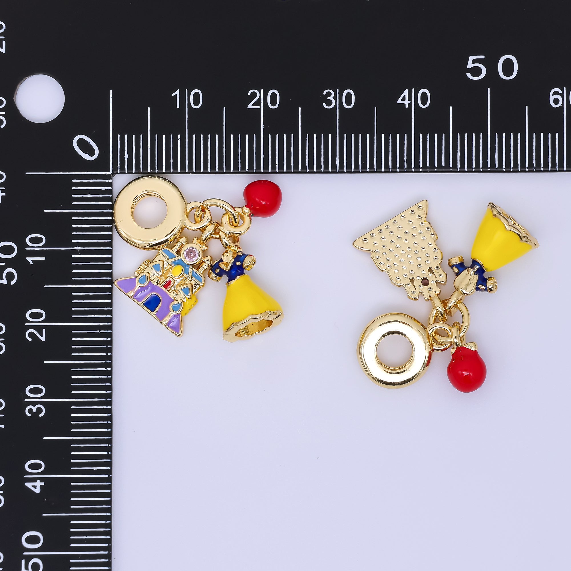24K Gold Filled 15mm Palace, Dress, Poison Apple Princess Set European Style Rondelle Bail Drop Charm | AC1636