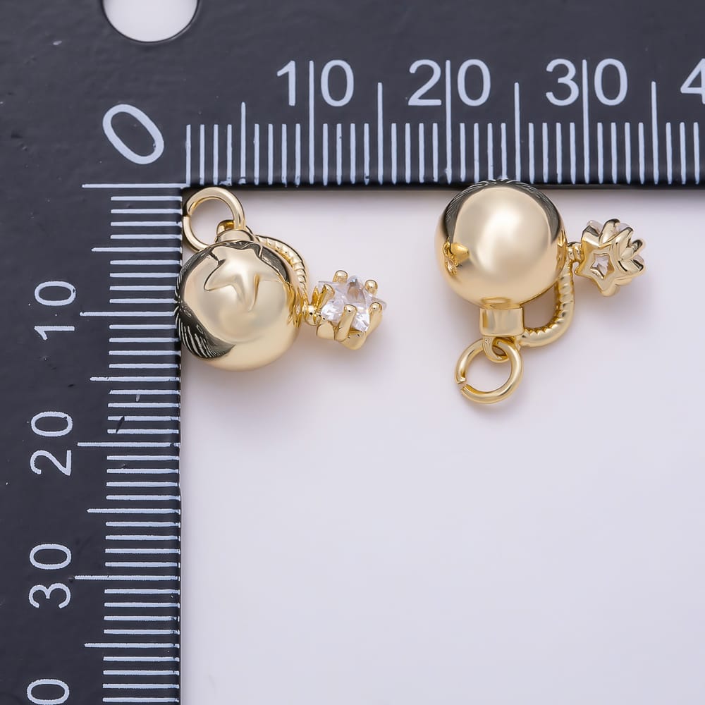 16K Gold Filled 15mm Star Cut Clear CZ 3D Cartoon Bomb Charm | Charms-02117 - Charms-02118